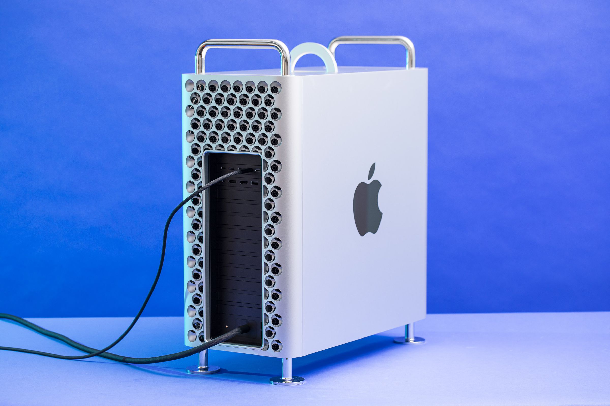 The Mac Pro seen from the back.