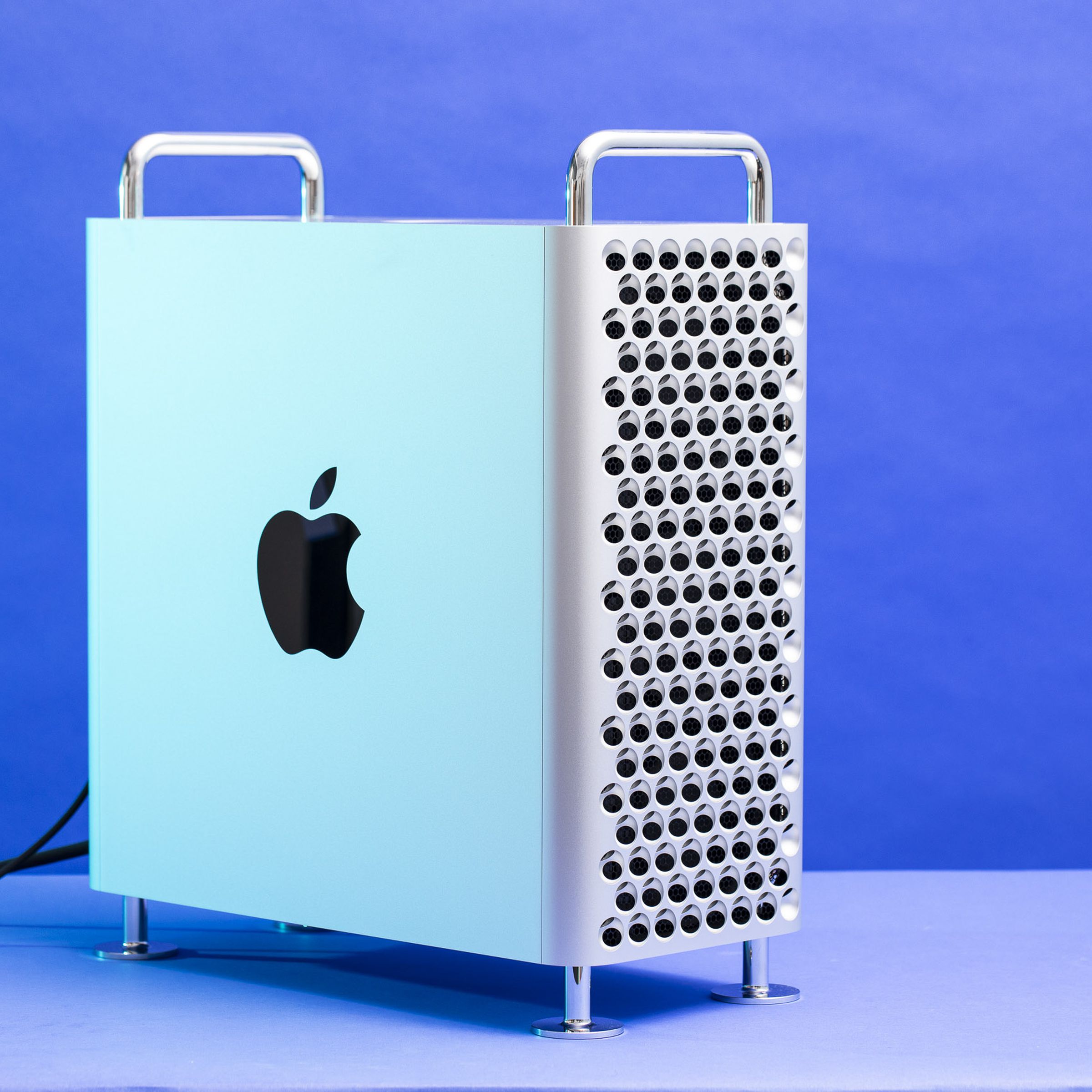 The Mac Pro seen from the side.