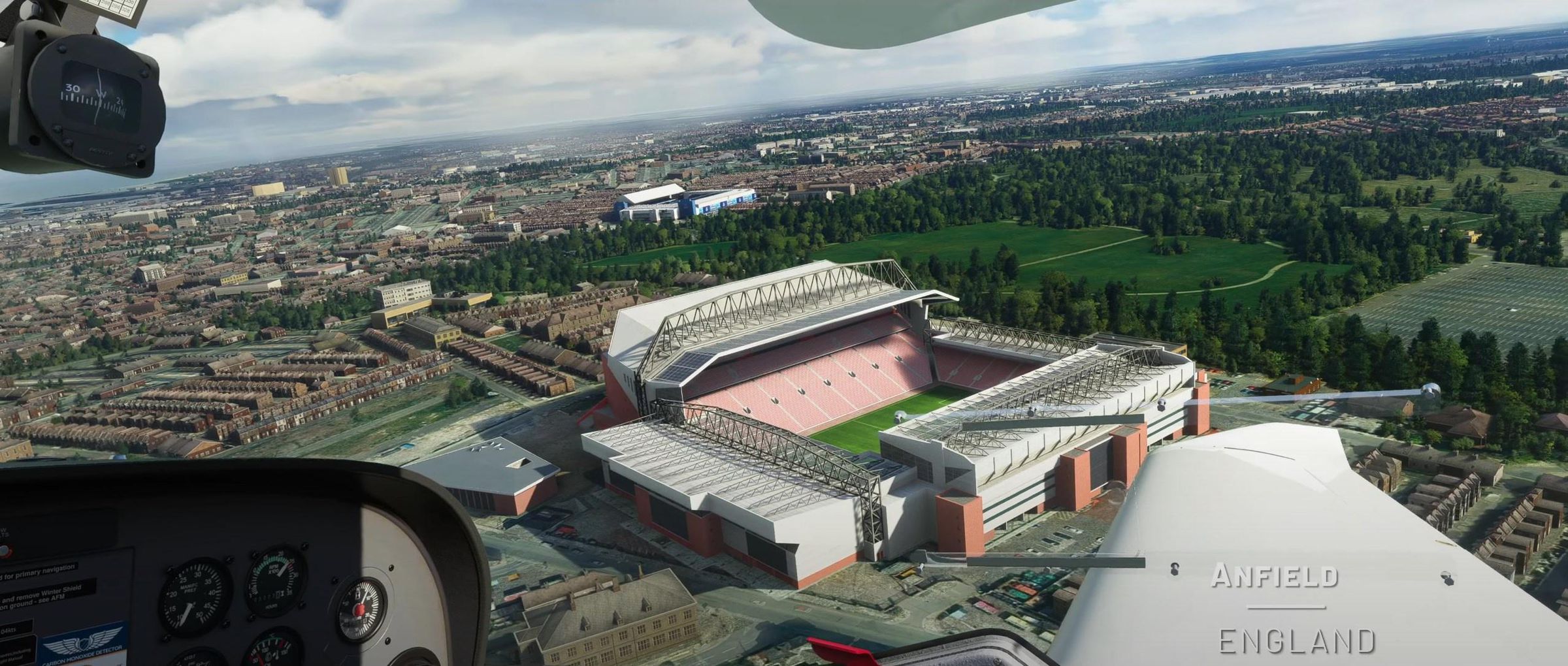 Liverpool Football Club in Microsoft Flight Simulator.