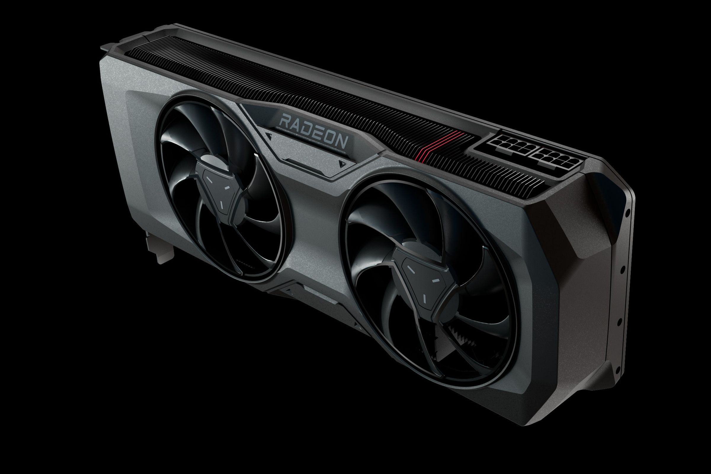 The AMD Radeon RX 7800 XT reference design. The lesser 7700 XT won’t be available with this AMD cooler.