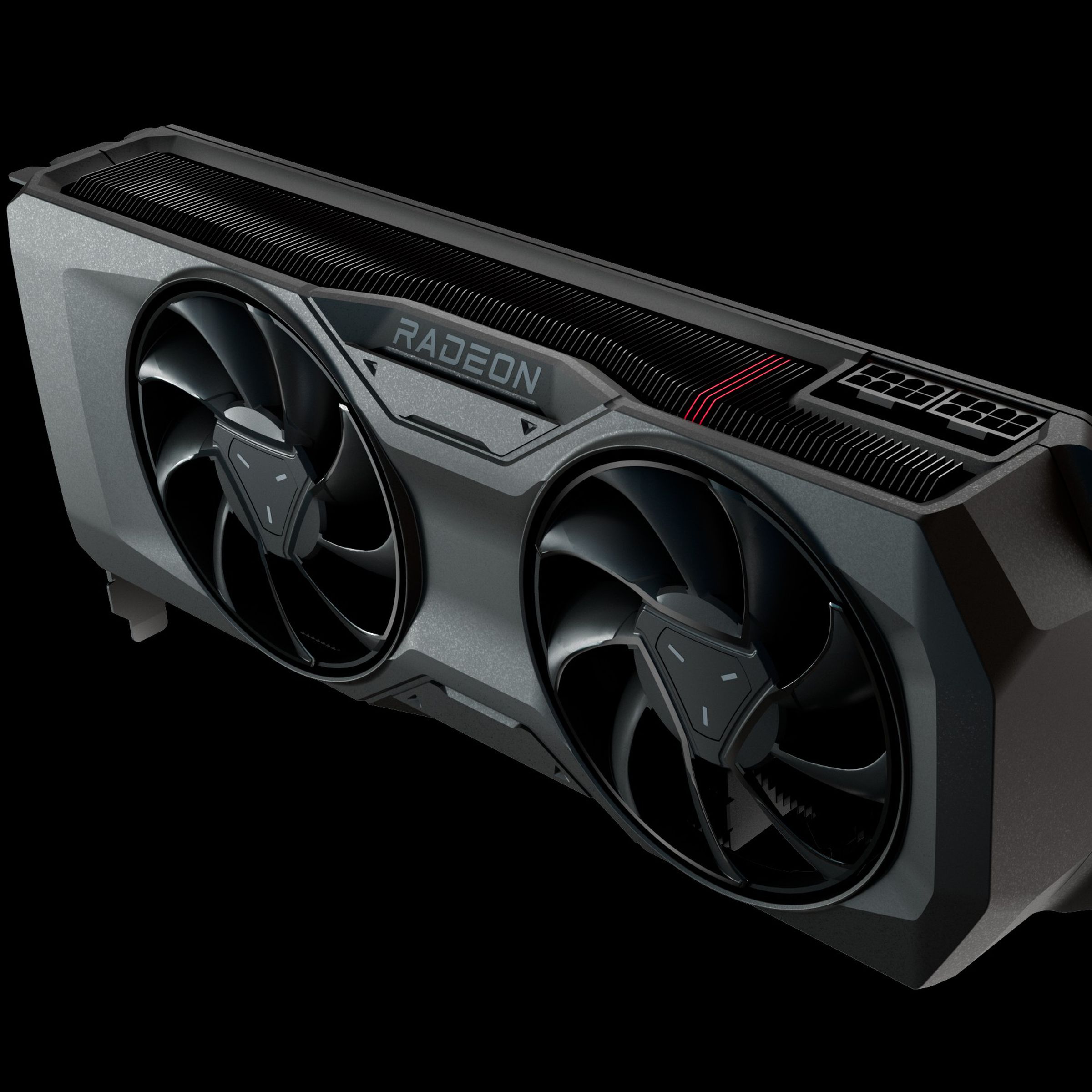 The AMD Radeon RX 7800 XT reference design. The lesser 7700 XT won’t be available with this AMD cooler.