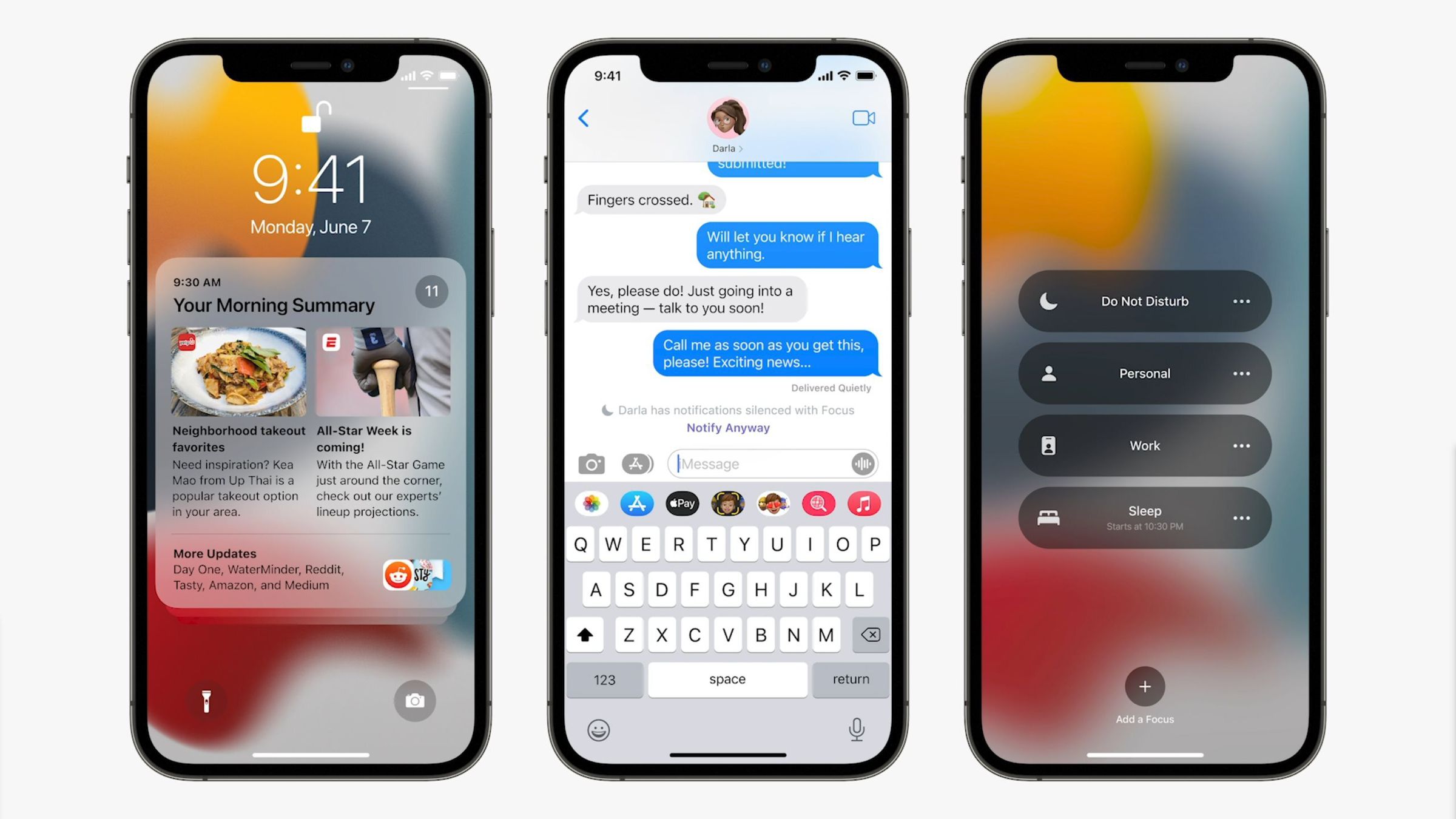 iOS 15 offers more custom controls over notifications, like batch summaries and Focus modes.