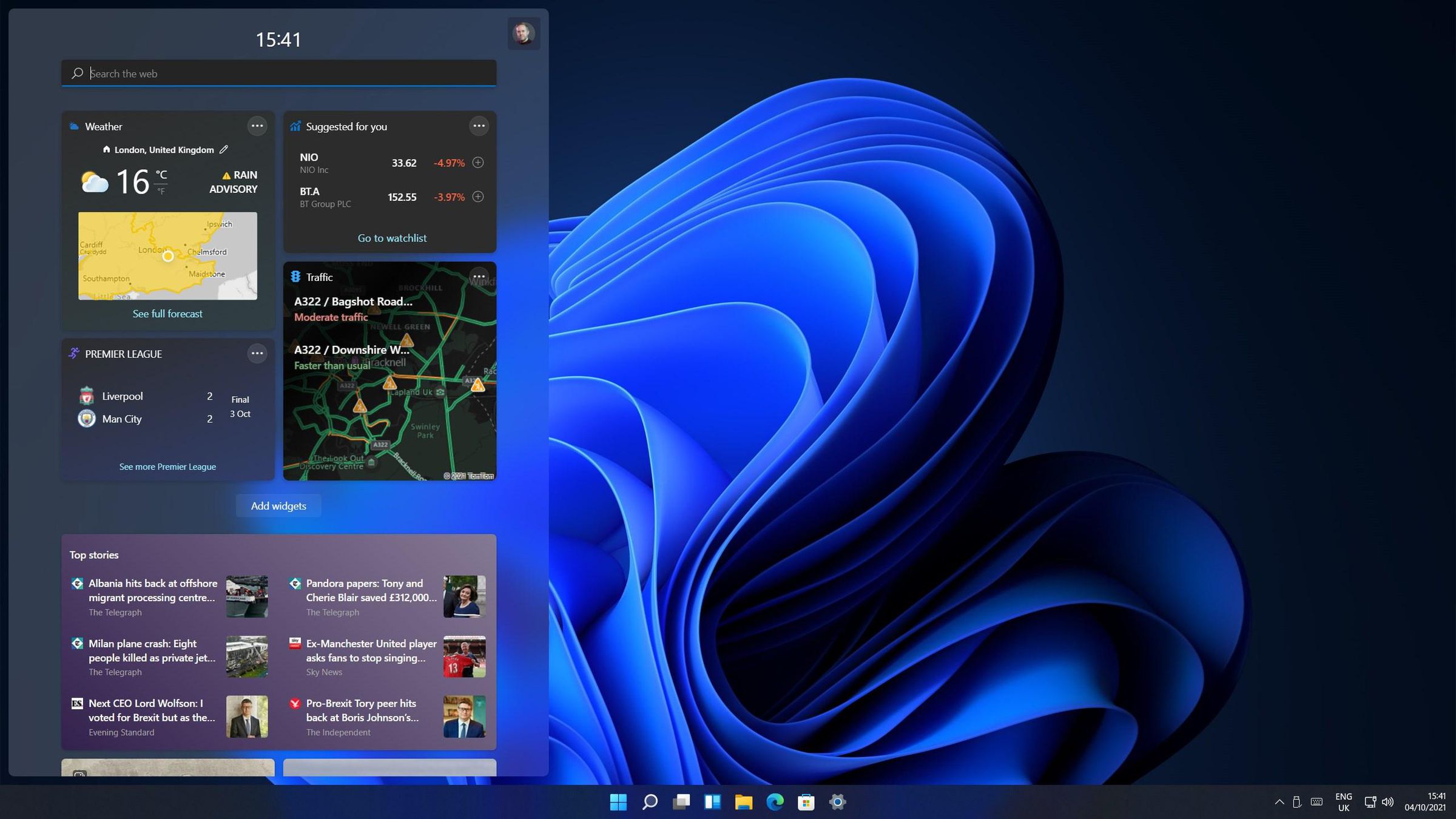Widgets in Windows 11 have a dedicated section.