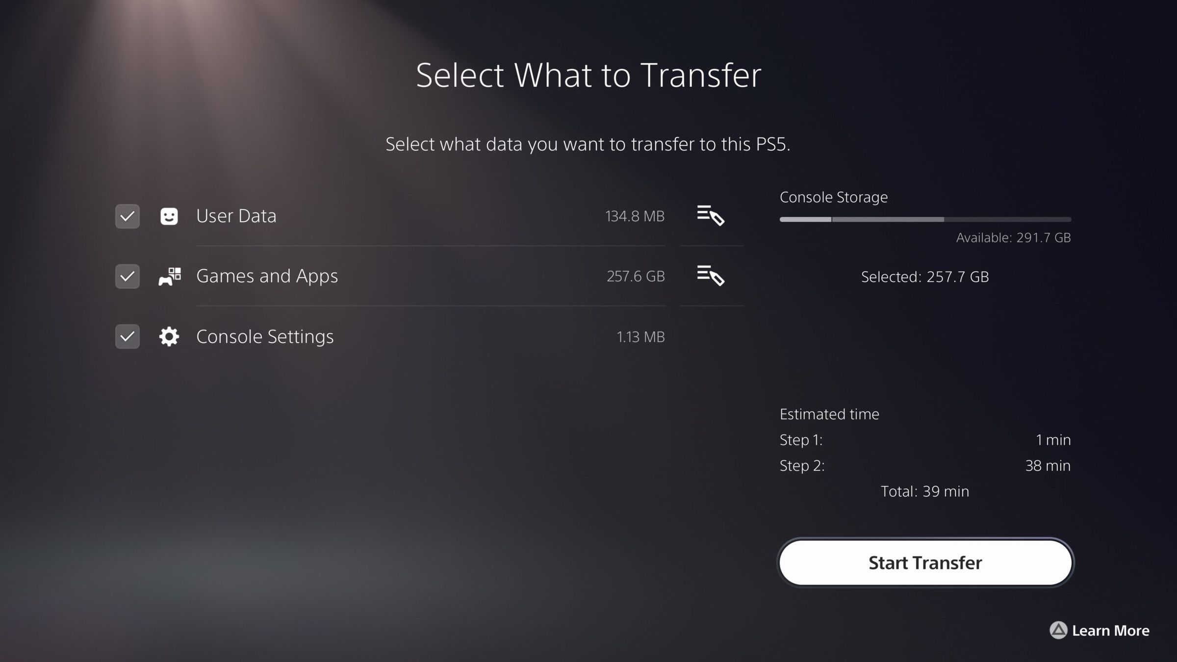 Sony’s new PS5 data transfer tool.