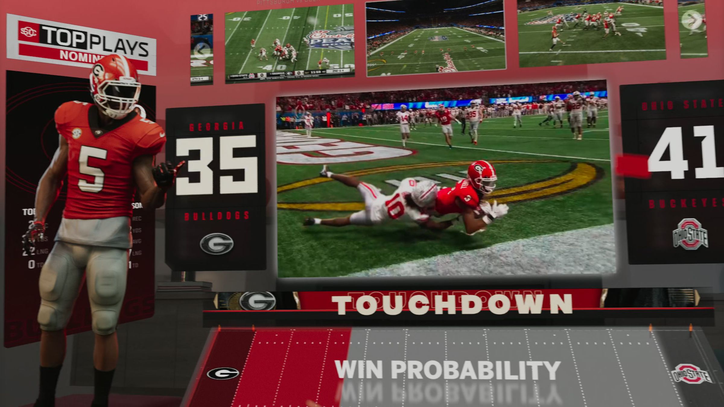 A screenshot of Disney’s presentation for the Vision Pro headset at WWDC, displaying how a football game might be watched on the platform.