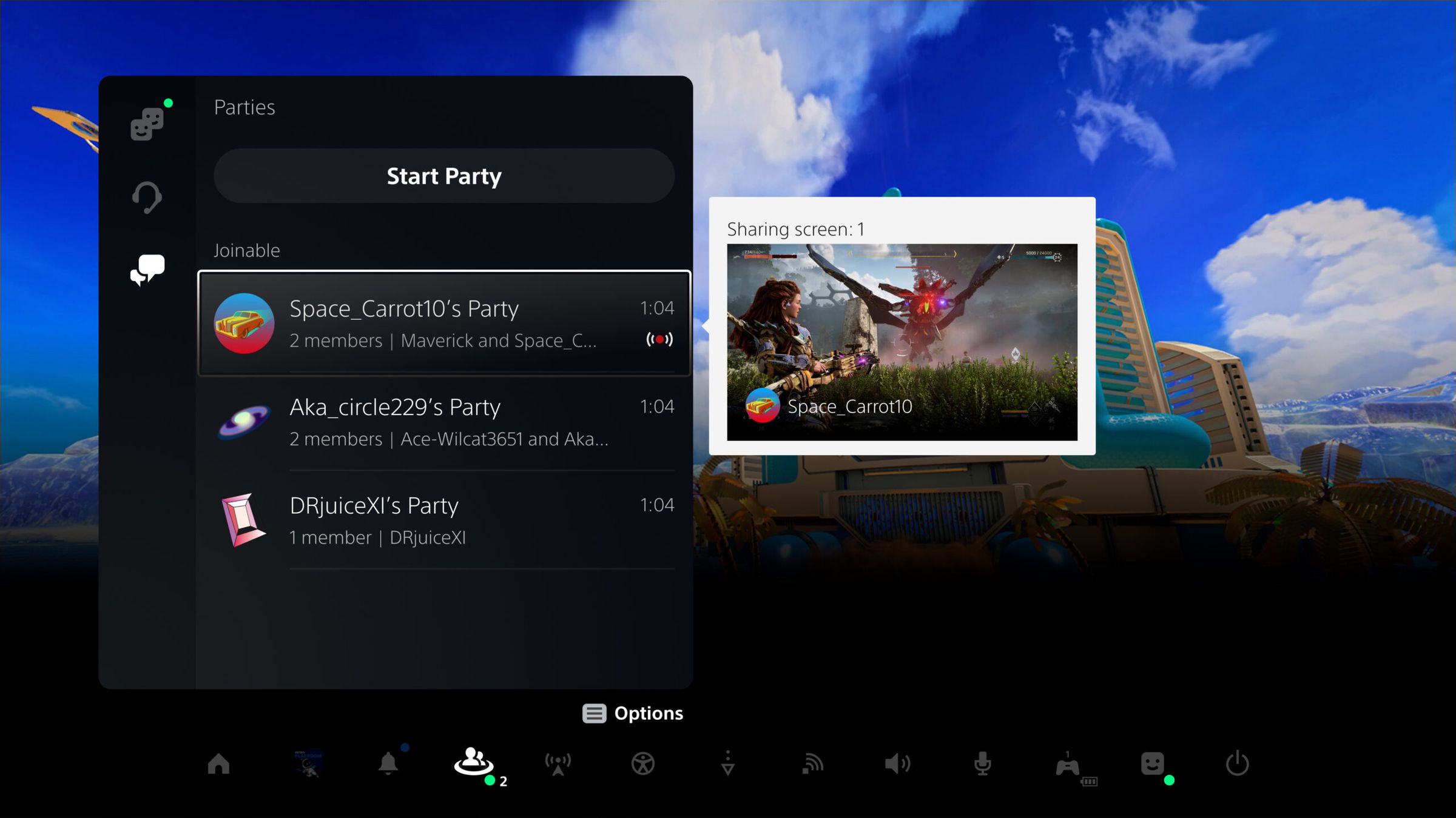 You can now see a preview of someone’s screen share before you join a party.
