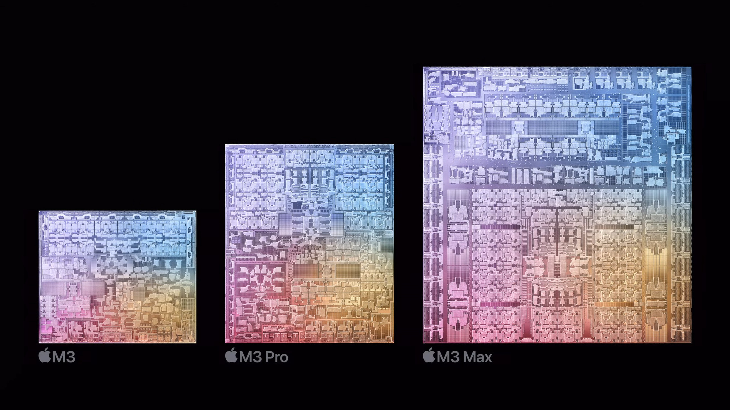 Apple’s M3, M3 Pro, and M3 Max chips.