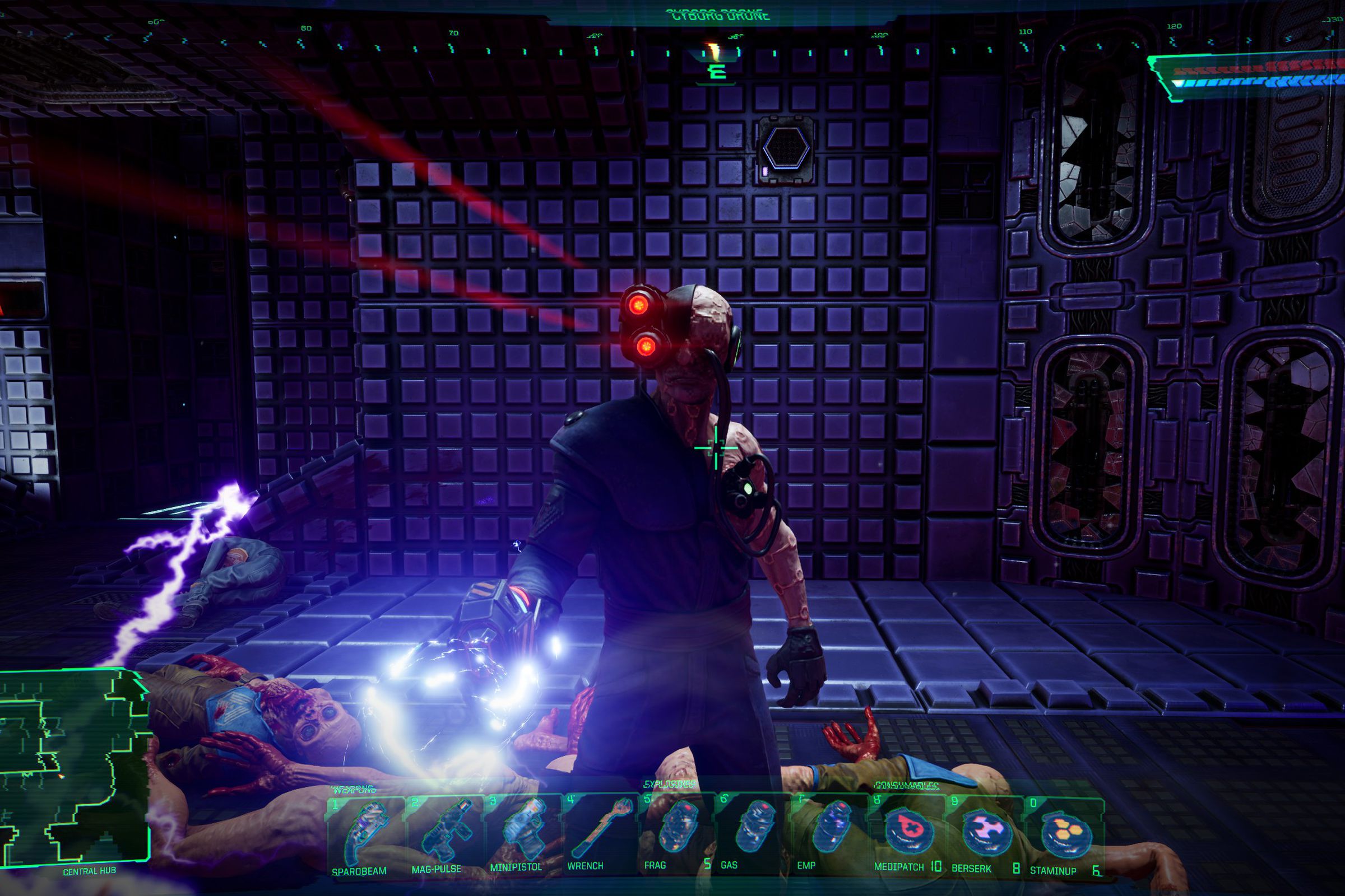 A picture of a cyborg in the System Shock remake.