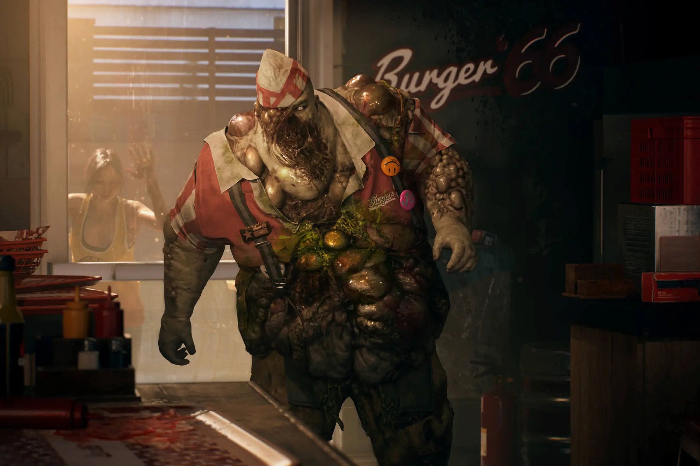 Screenshot from Dead Island 2 featuring a zombie monster called a slobber.