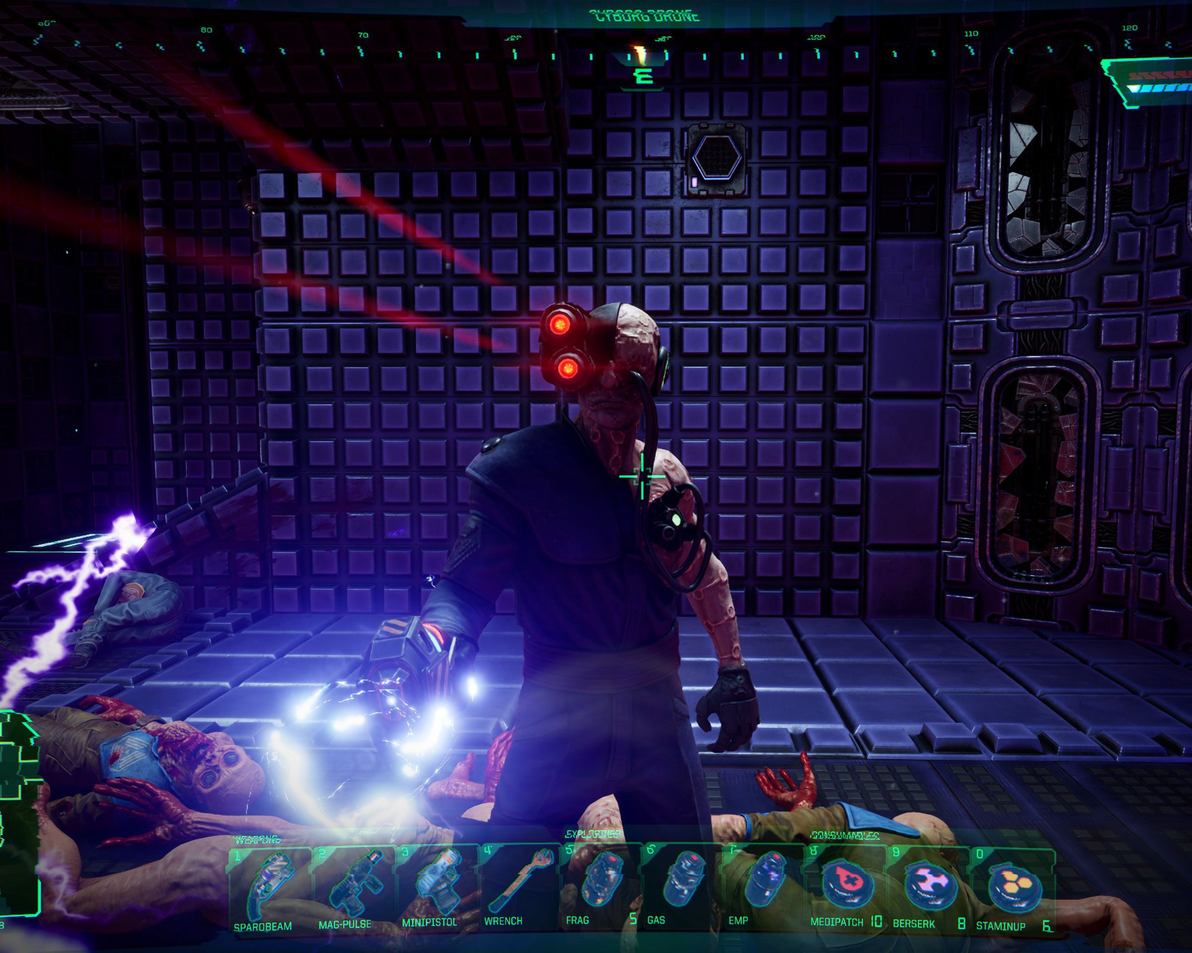 A picture of a cyborg in the System Shock remake.