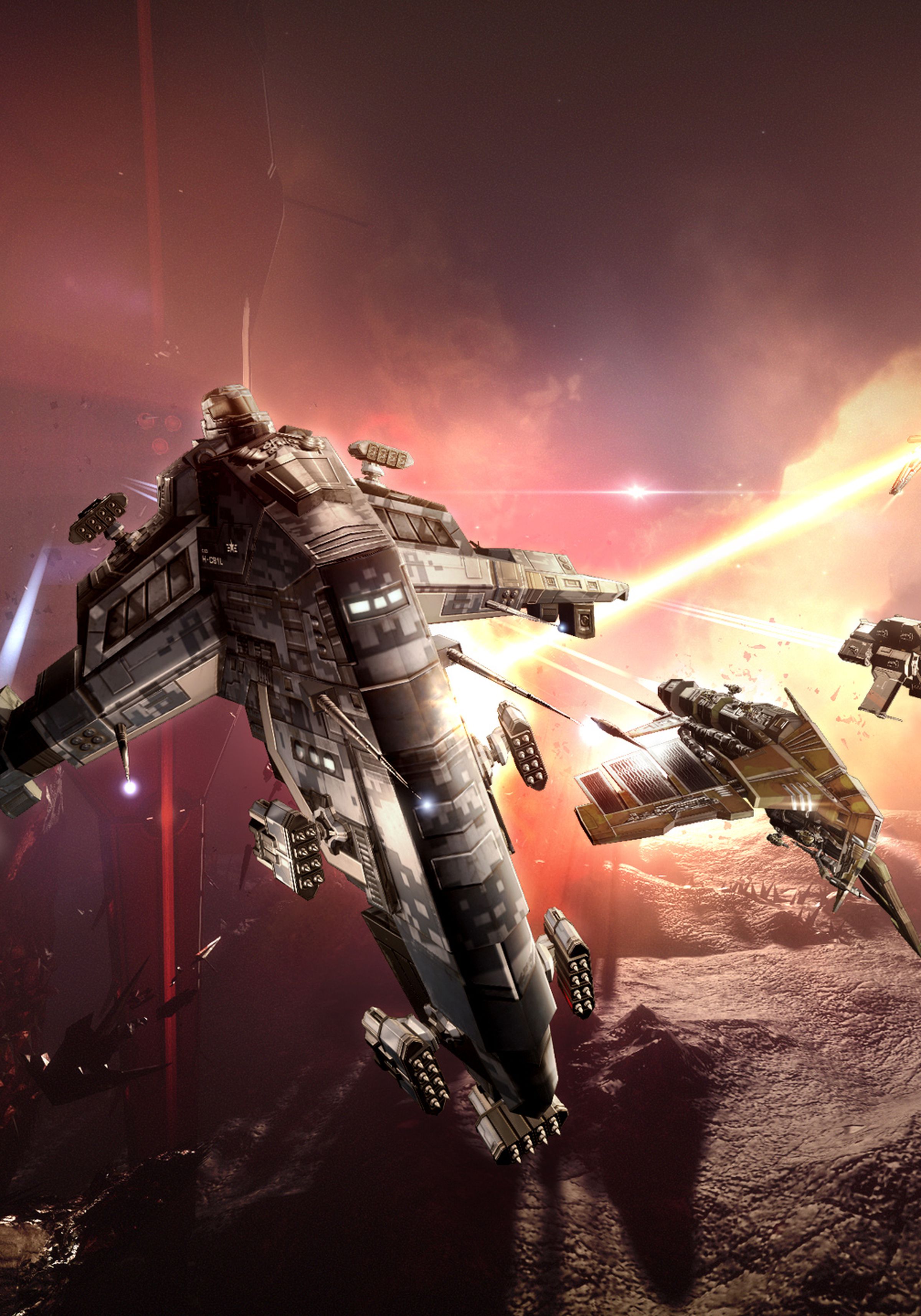 A battle scene from the game EVE Online.