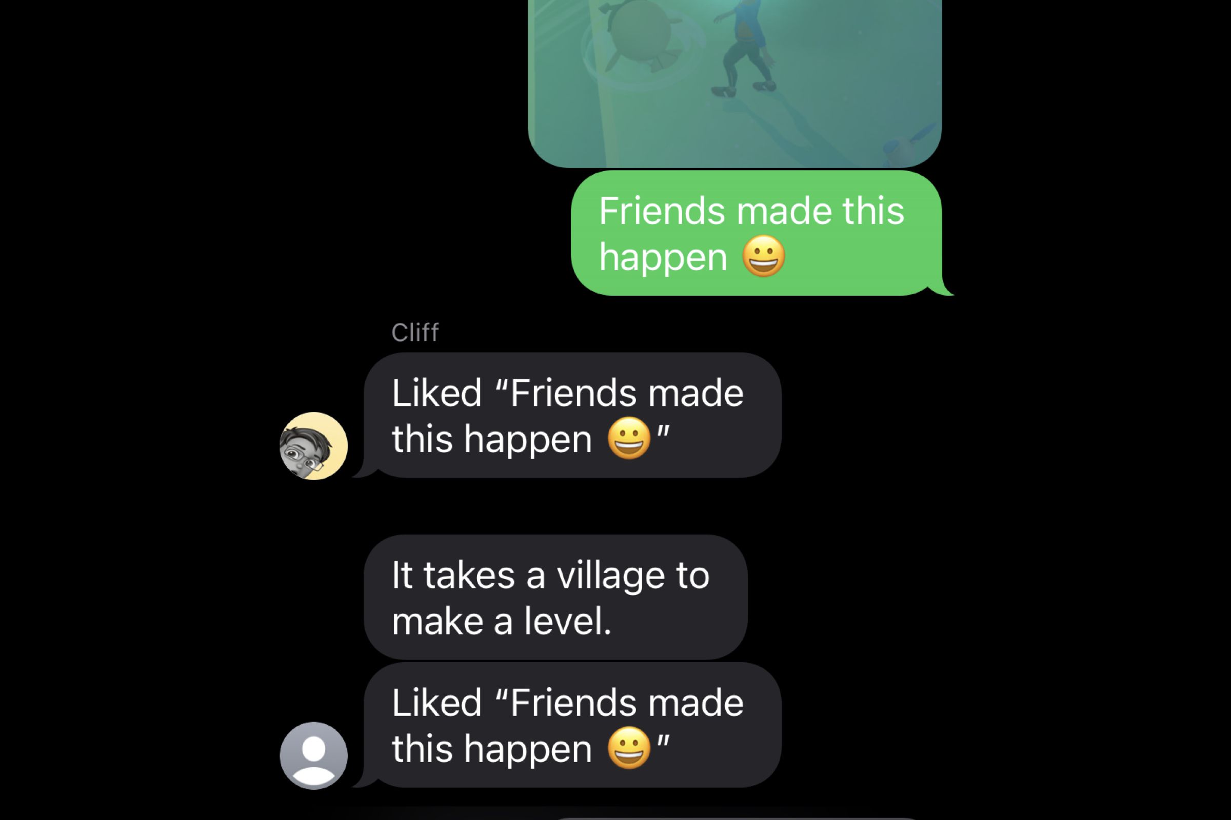 This large Pokemon Go SMS group text thread gets inundated with iOS Tapback reactions.