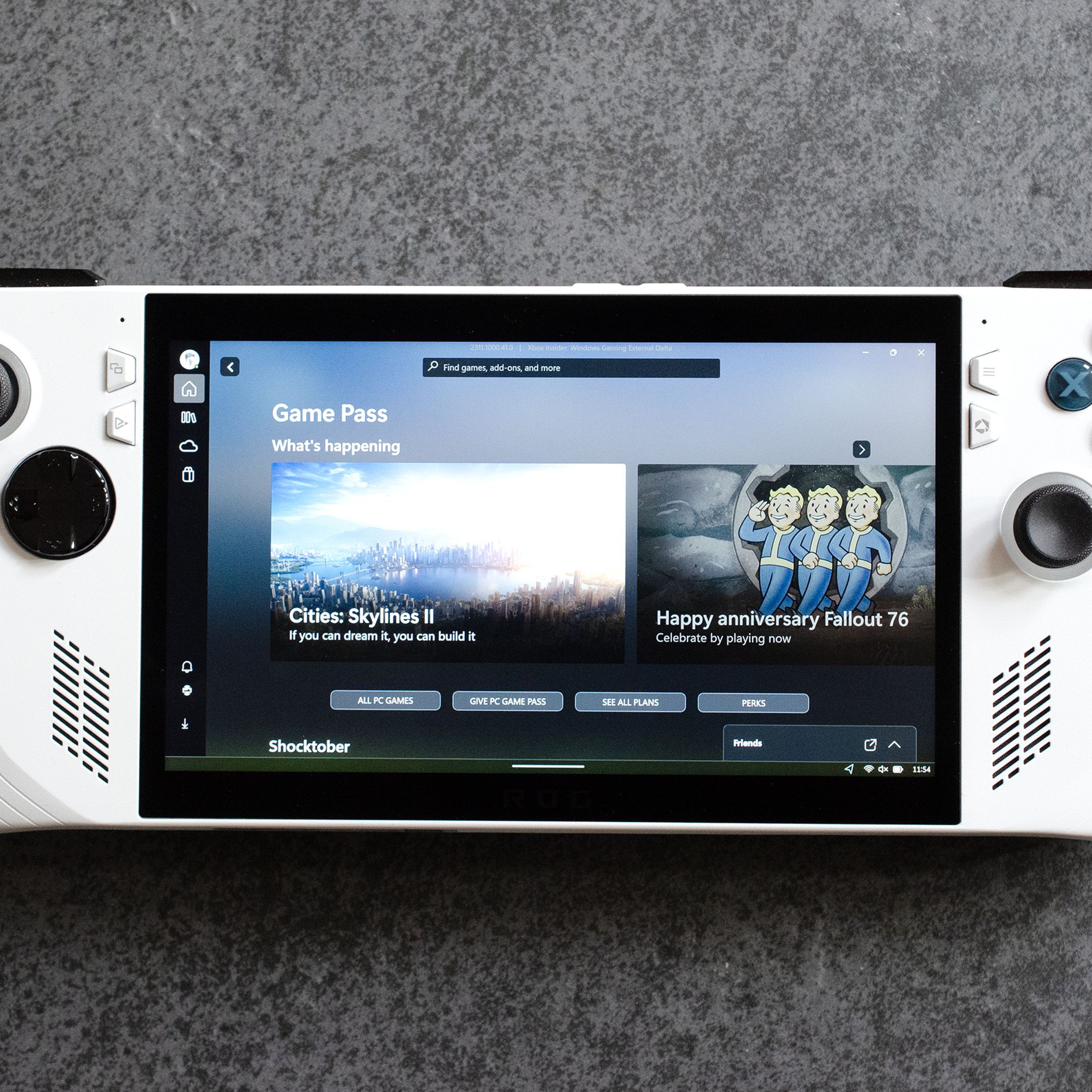 An Asus ROG Ally handheld running the Xbox app