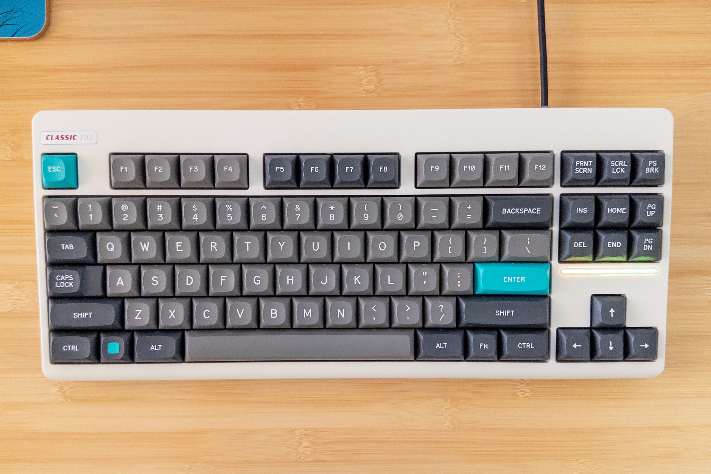 top-down shot of a Classic-TKL keyboard with MTNU Dolch keycaps