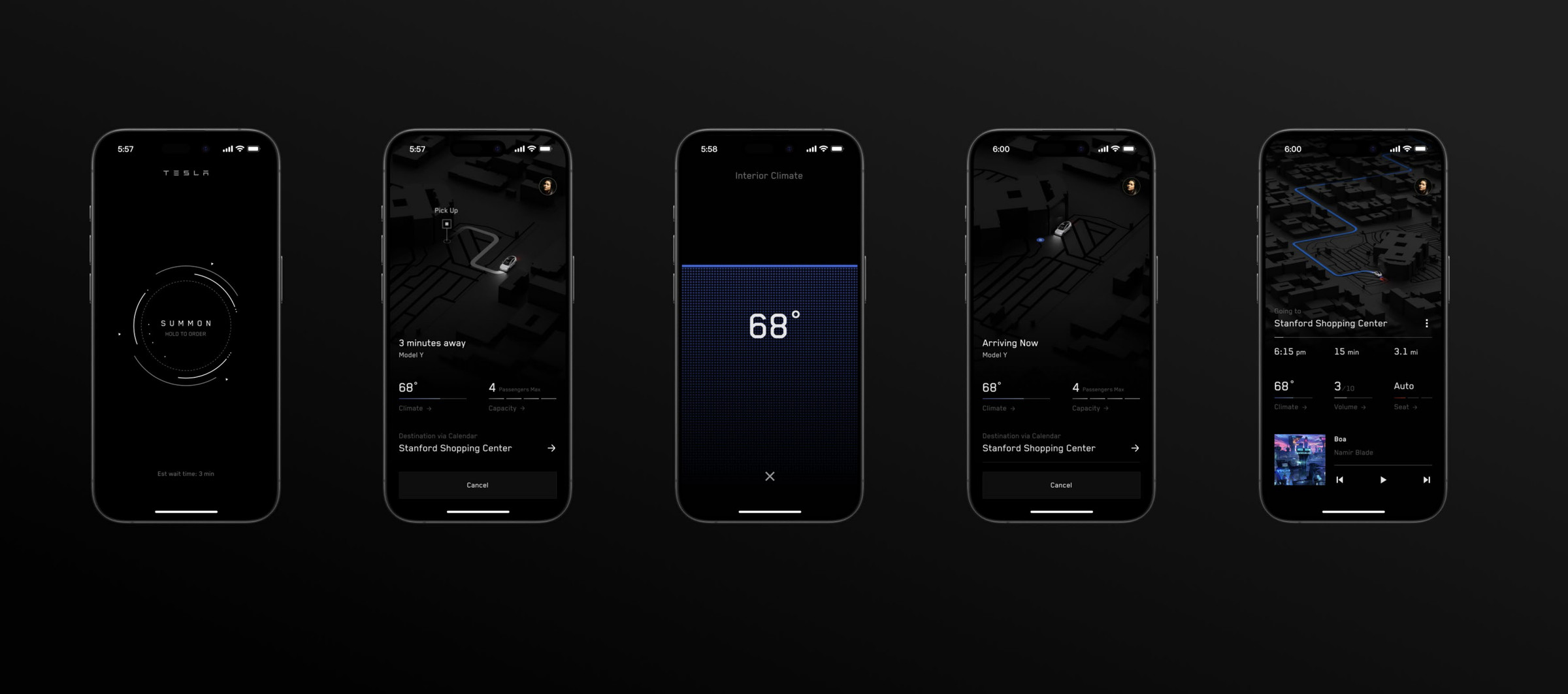 Tesla’s ridehailing app looks like your average ridehailing app. 
