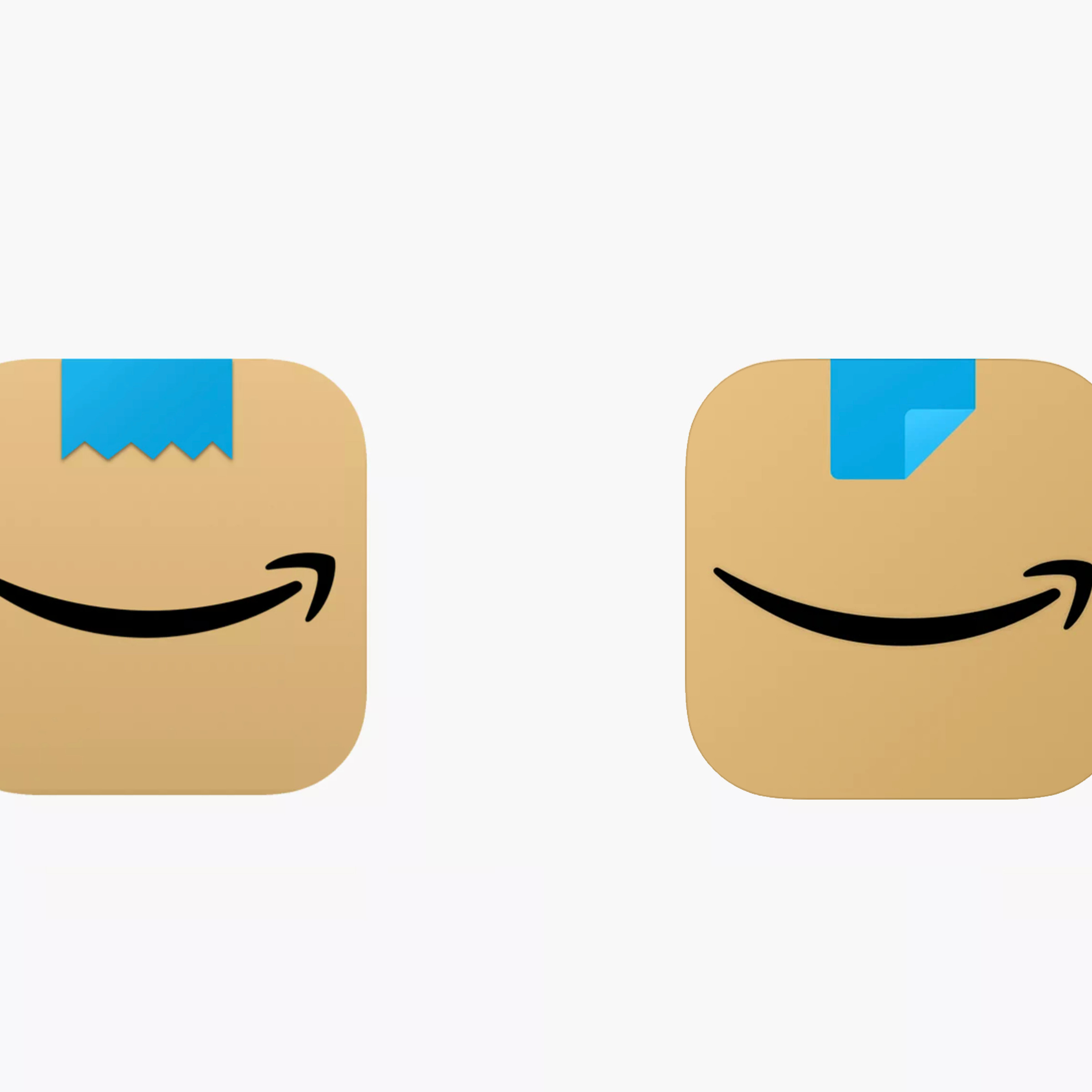 The old (left) and updated (right) versions of Amazon’s new app icon.