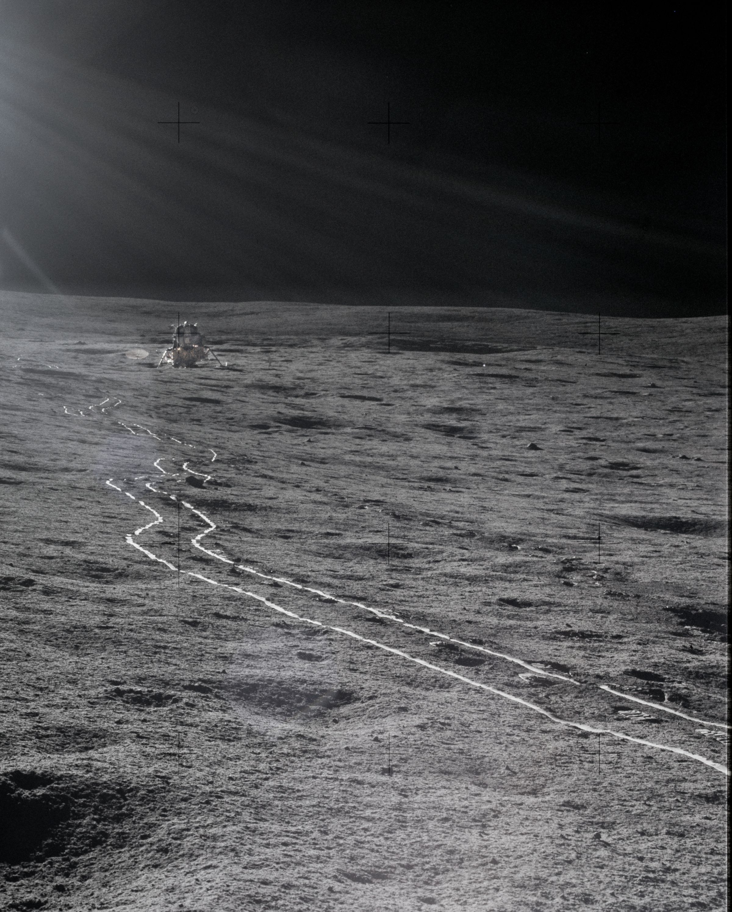 A picture of the lunar surface taken during Apollo 14.