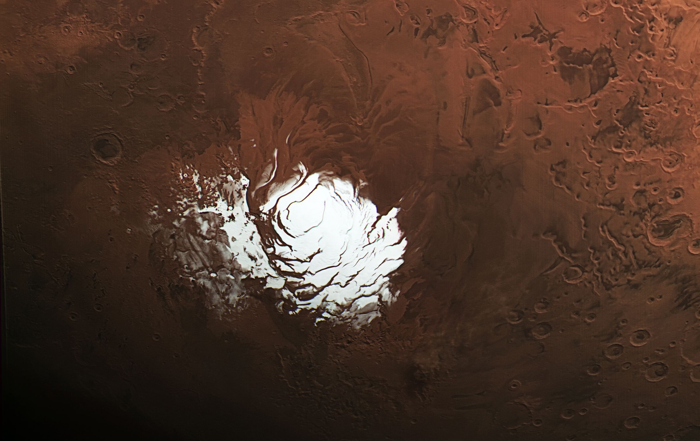 Mars’ south pole, as seen from Mars Express.