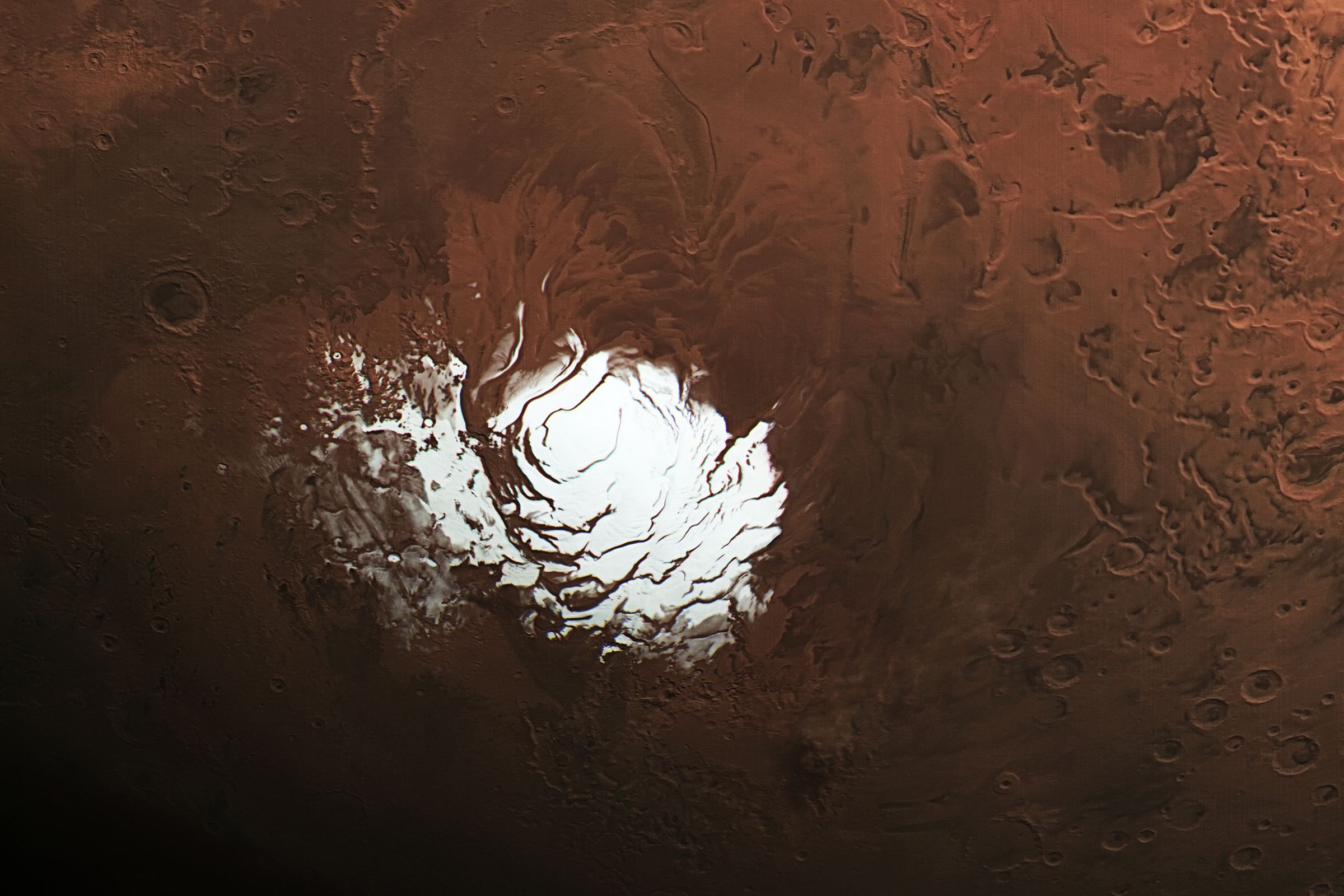 Mars’ south pole, as seen from Mars Express