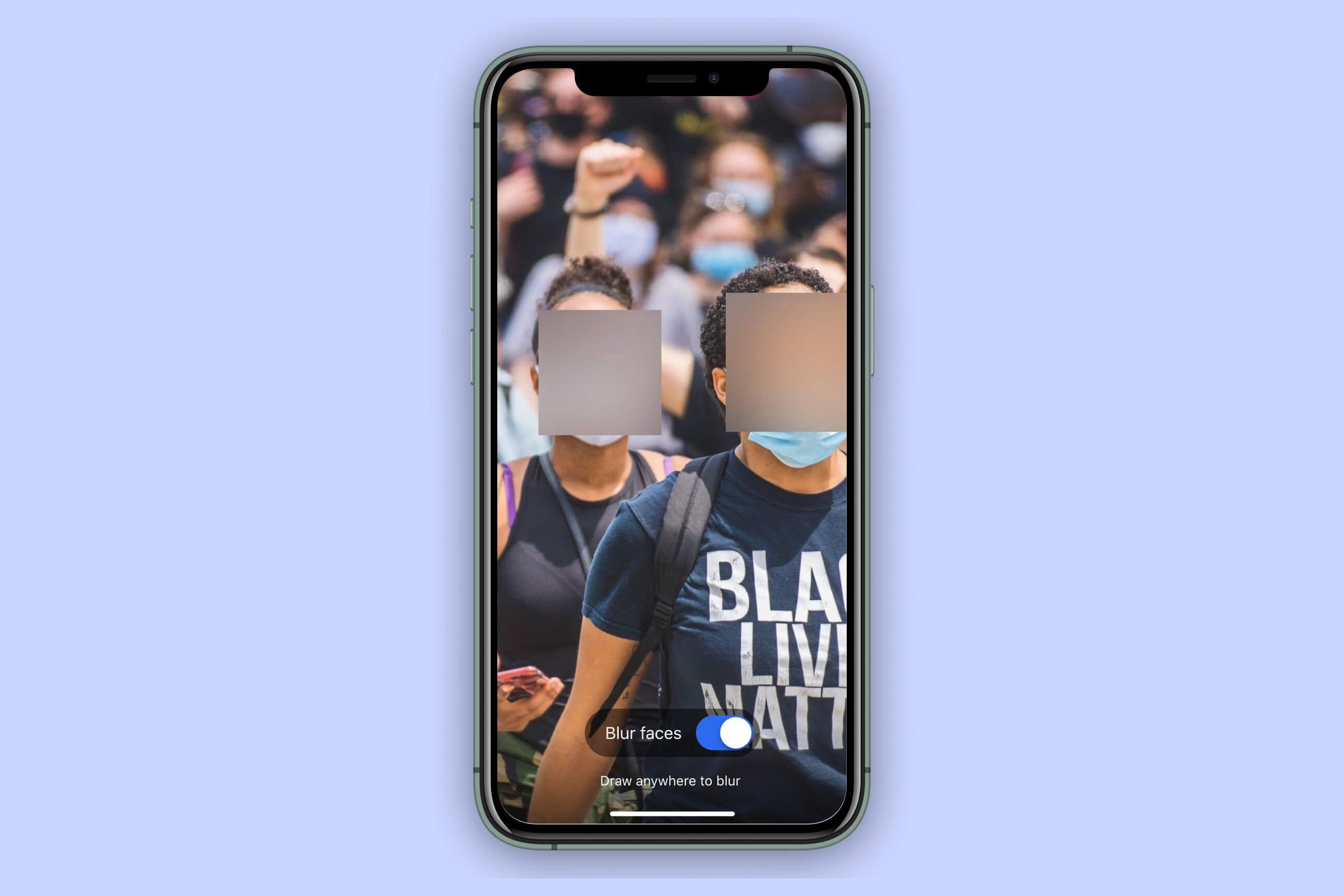 Signal’s new blur tool will automatically locate and blur faces. 