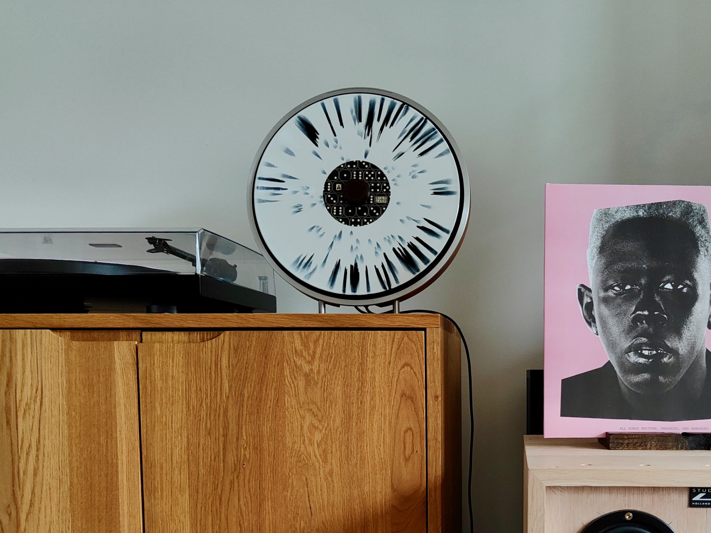 Playing marbled vinyl on the Wheel 2 elevates the listening experience with a new visual aesthetic that’s not normally visible when played horizontally. Tyler the Creator approves.
