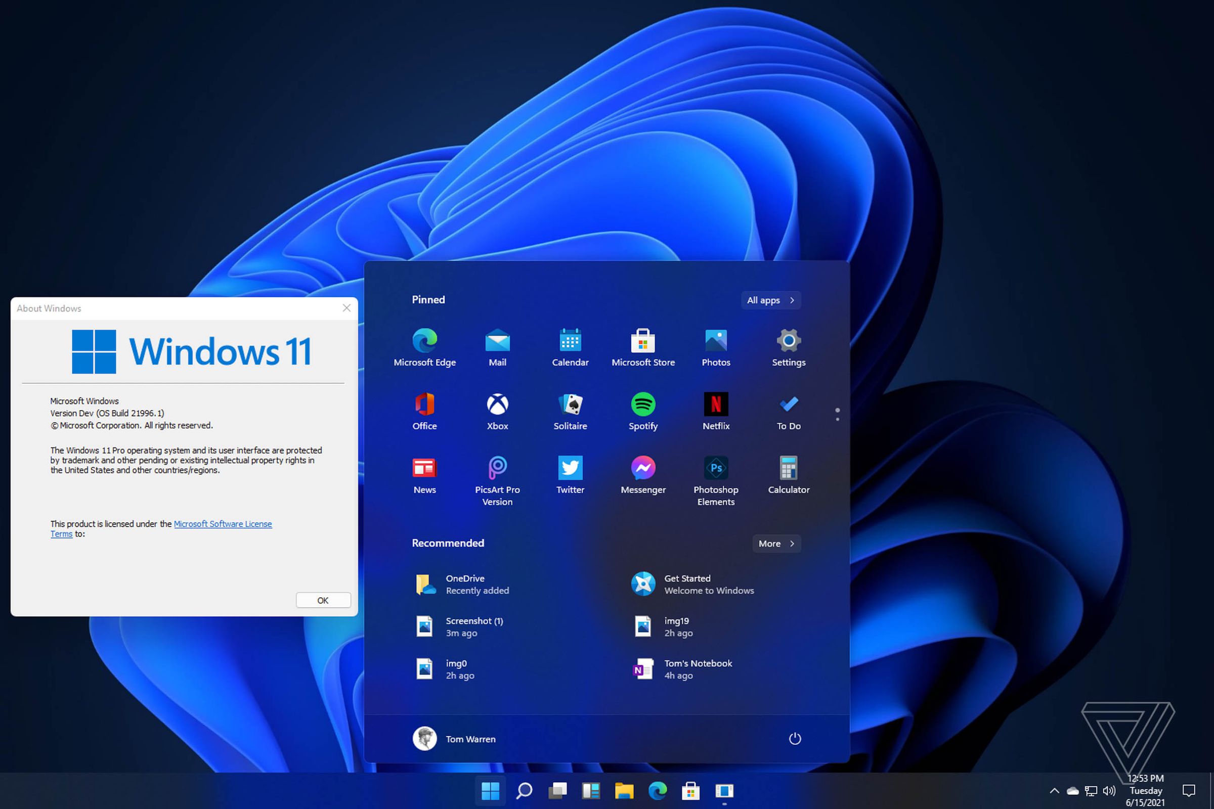 The new Windows 11 UI.