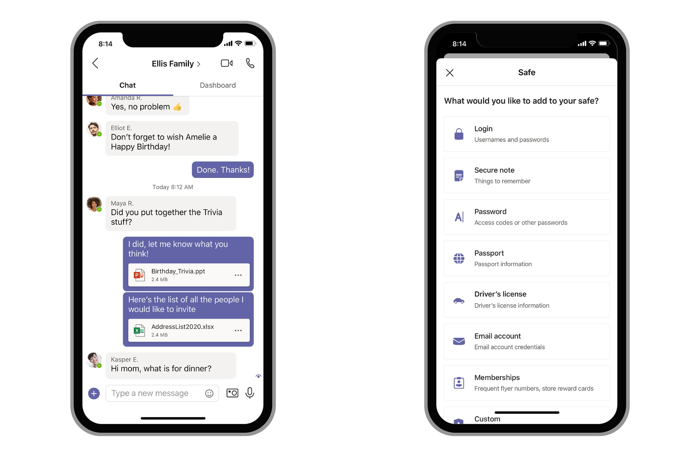 Microsoft Teams personal features.