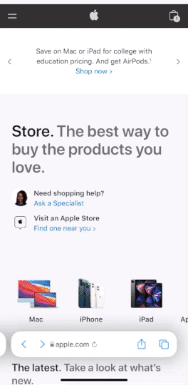 The new online store on my colleague’s iPhone 12 Mini.