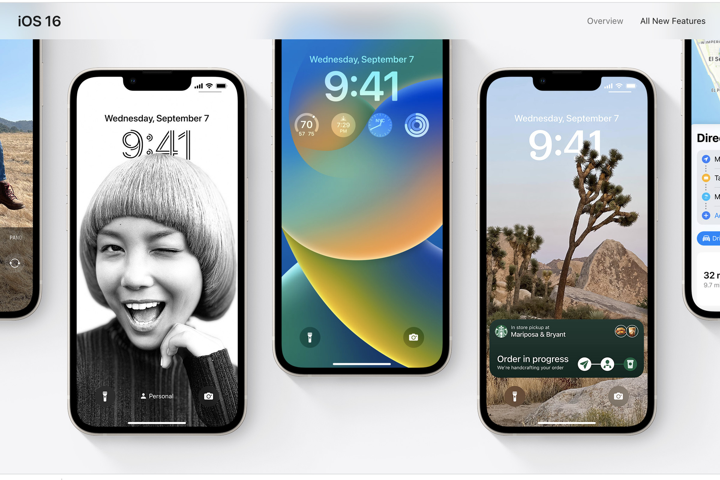 Different iPhone screens with ios 16