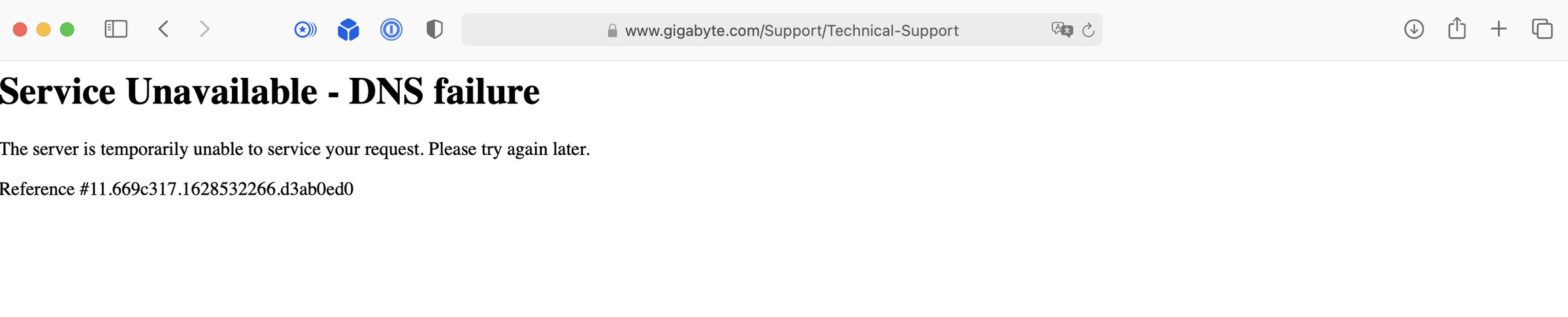 Various parts of Gigabyte’s website are nonfunctional.