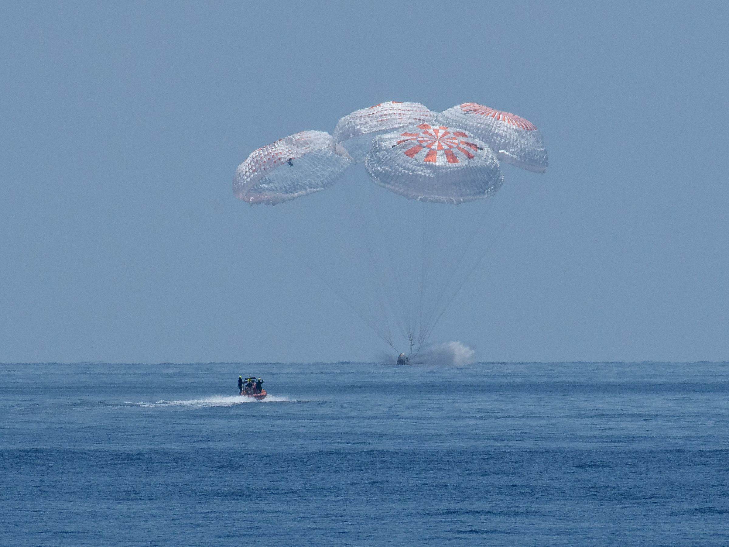 SpaceX’s Crew Dragon splashing down in August after taking Bob Behnken and Doug Hurley to the International Space Station.
