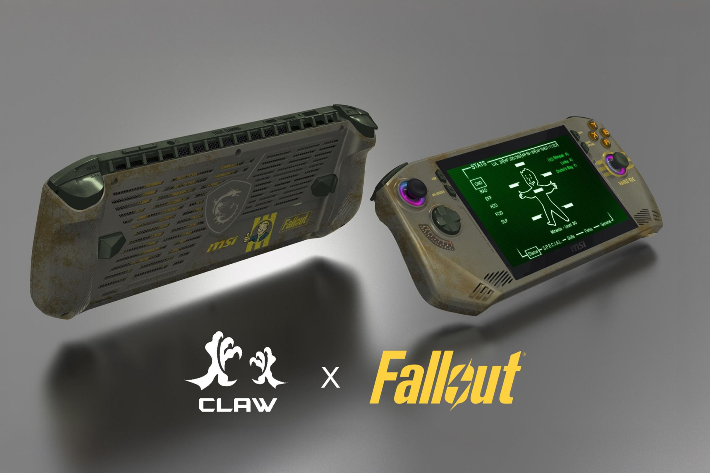 This is not the MSI Claw 8 AI Plus but, rather, a Fallout edition of the original. (I used generative expand around the edge because the image was cropping poorly.)