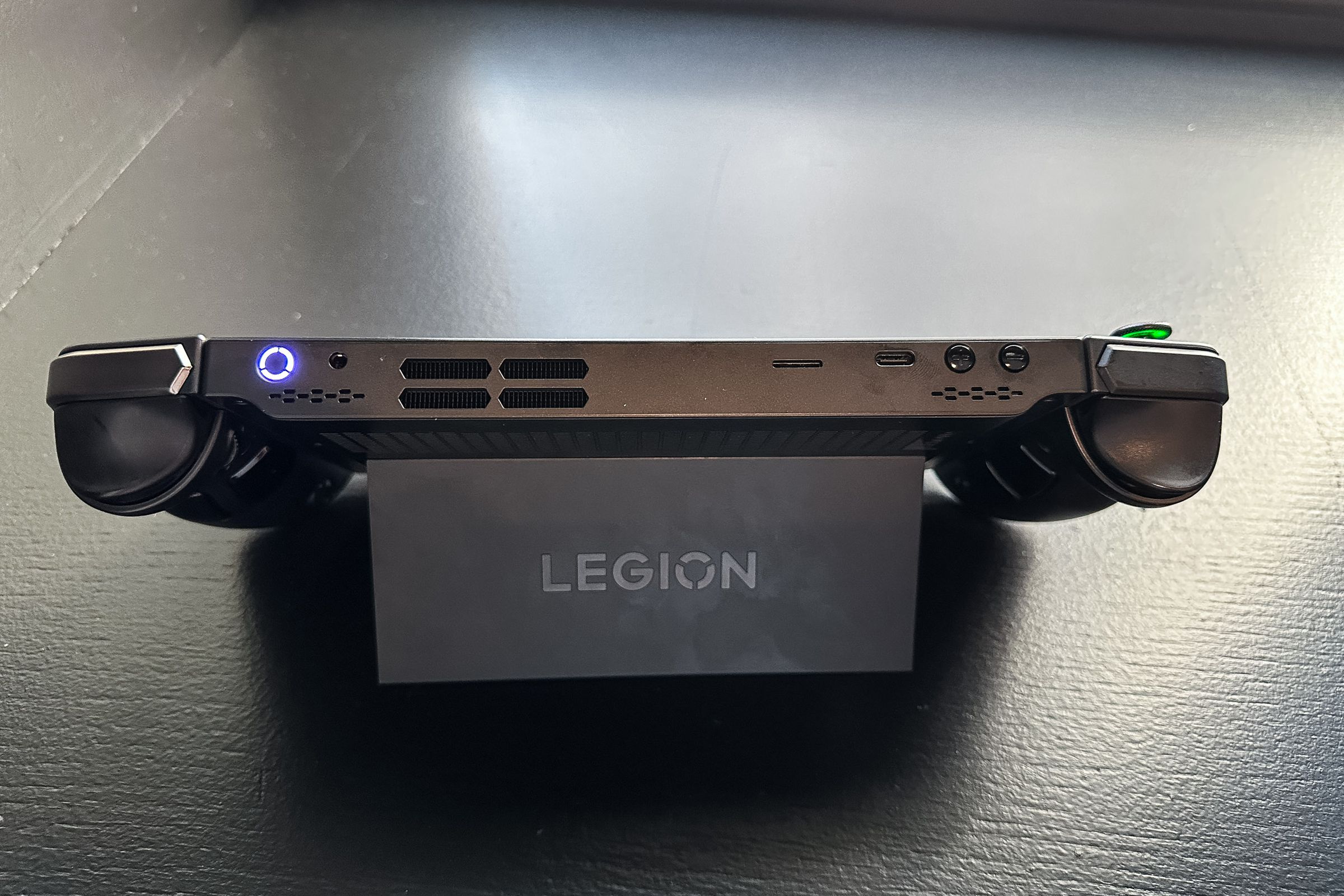 The Lenovo Legion Go kickstand seen from above.