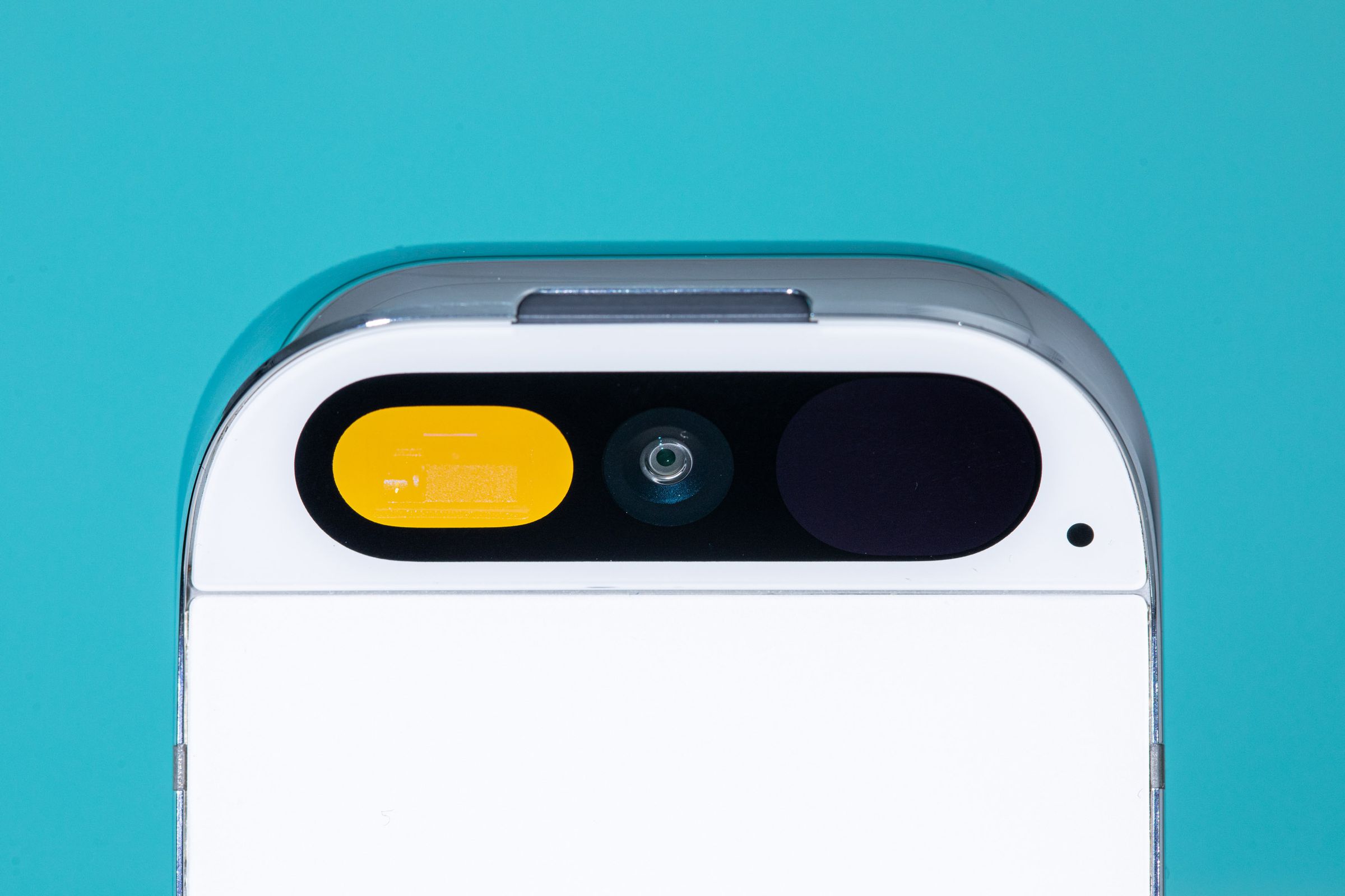 A photo of the Humane Ai Pin’s camera and speaker.