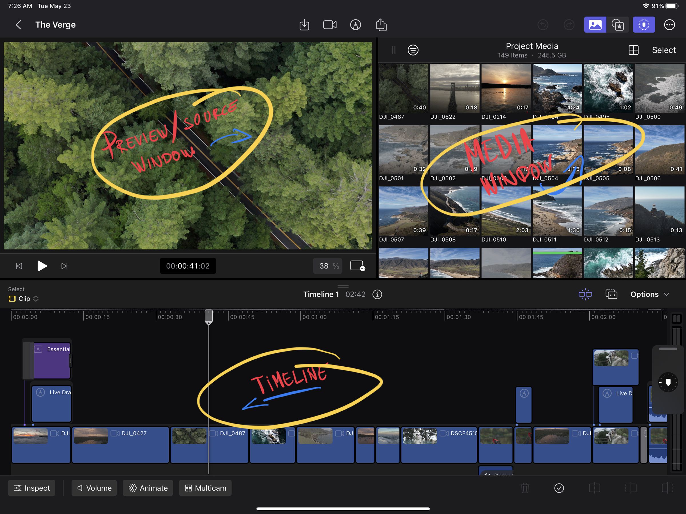 The layout looks very similar to the desktop version of Final Cut Pro.