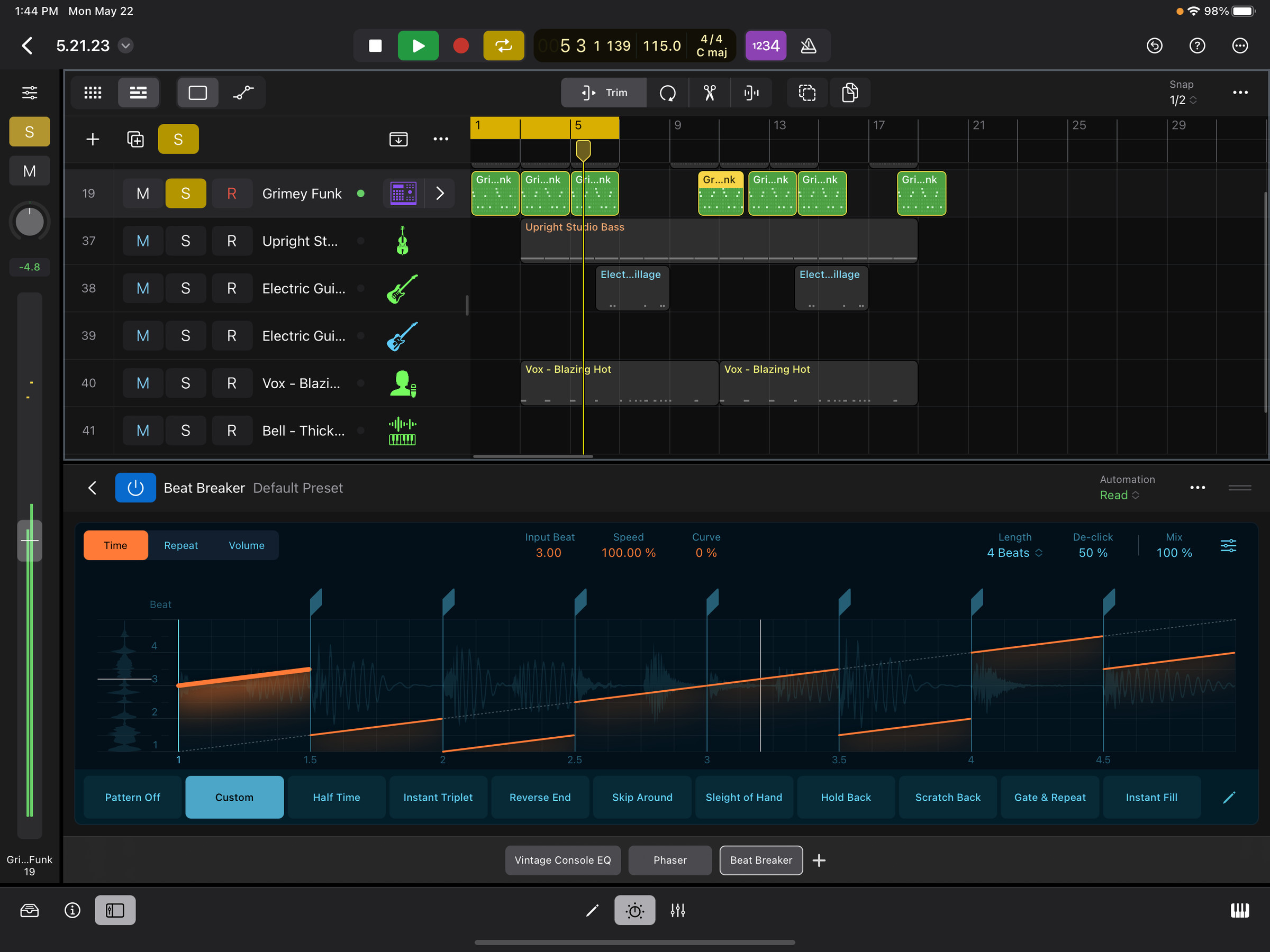 Screenshot of Beat Breaker plugin with the editor window on top.