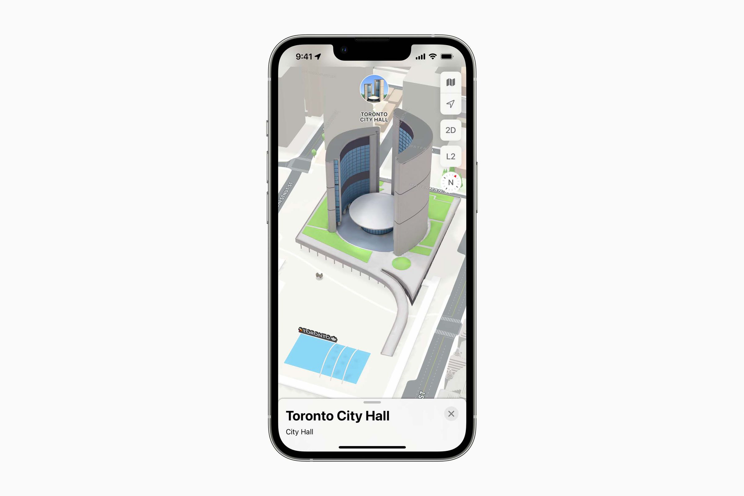 A 3D view of Toronto’s City Hall.