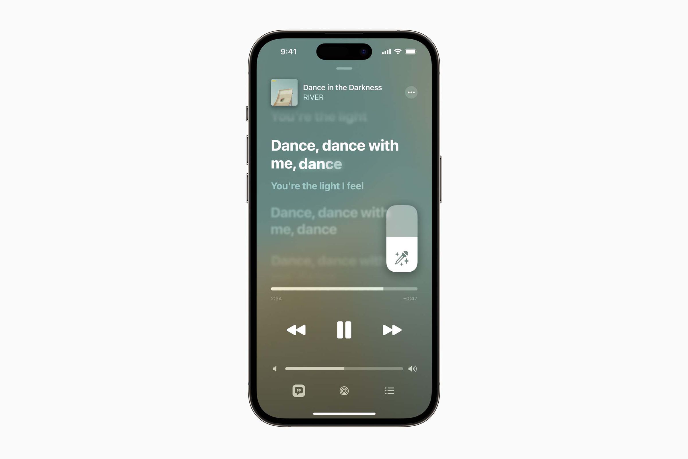 An iPhone showing Apple Music Sing.