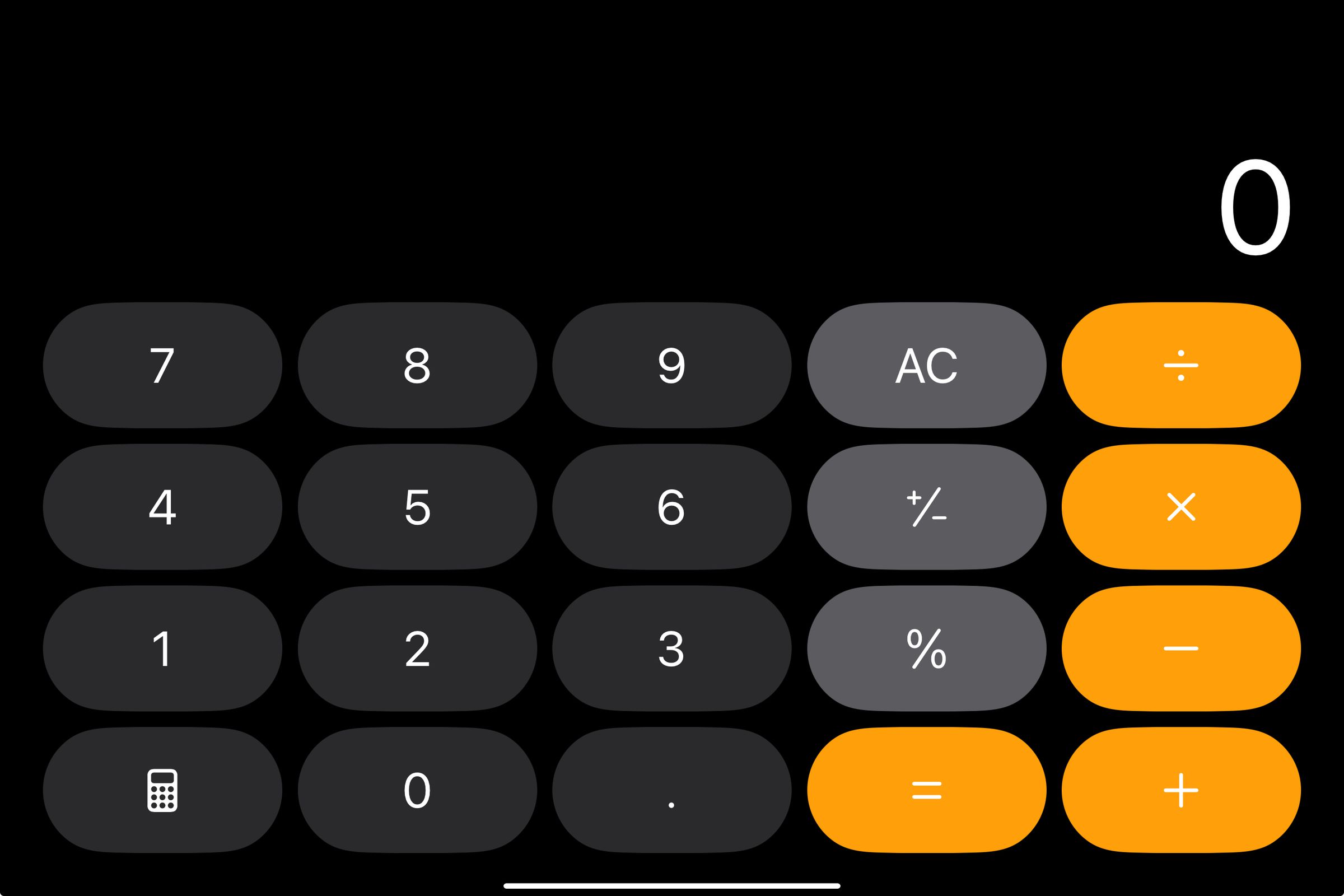 A screenshot of the iPad’s new Calculator app.