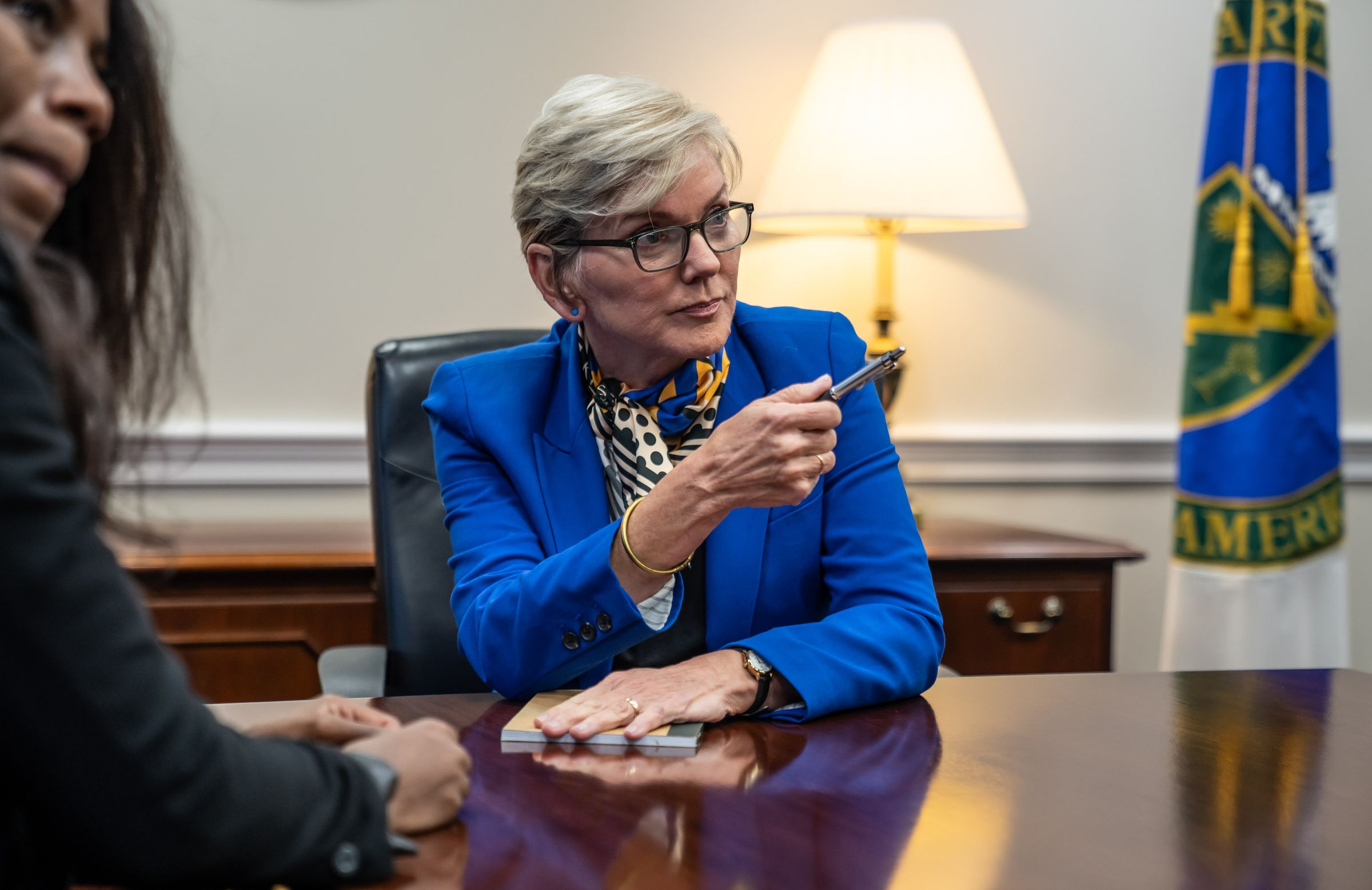 Secretary of Energy Jennifer Granholm pictured with Press Secretary Charisma Troiano. 