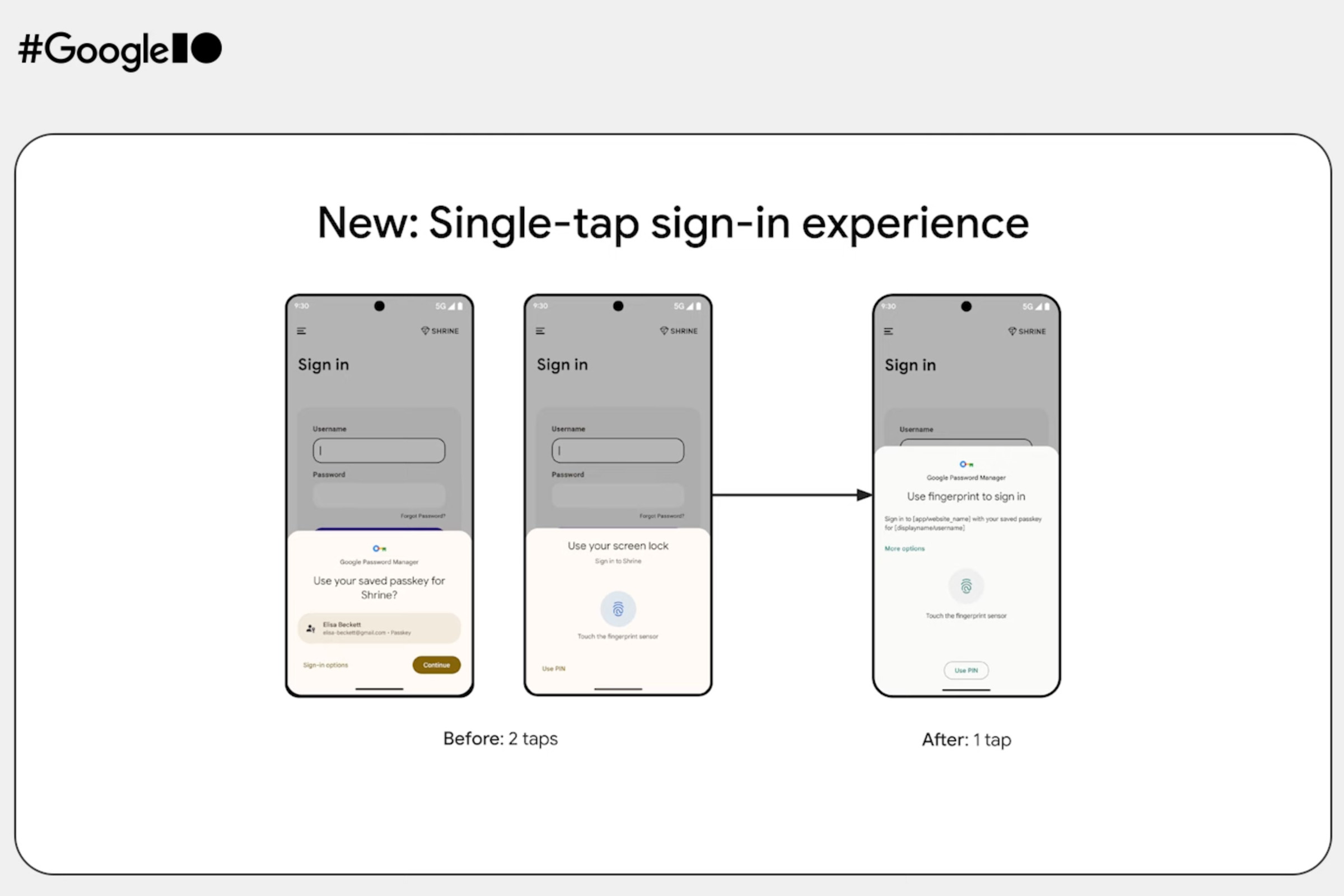 Screenshot of single-tap passkey in Android 15