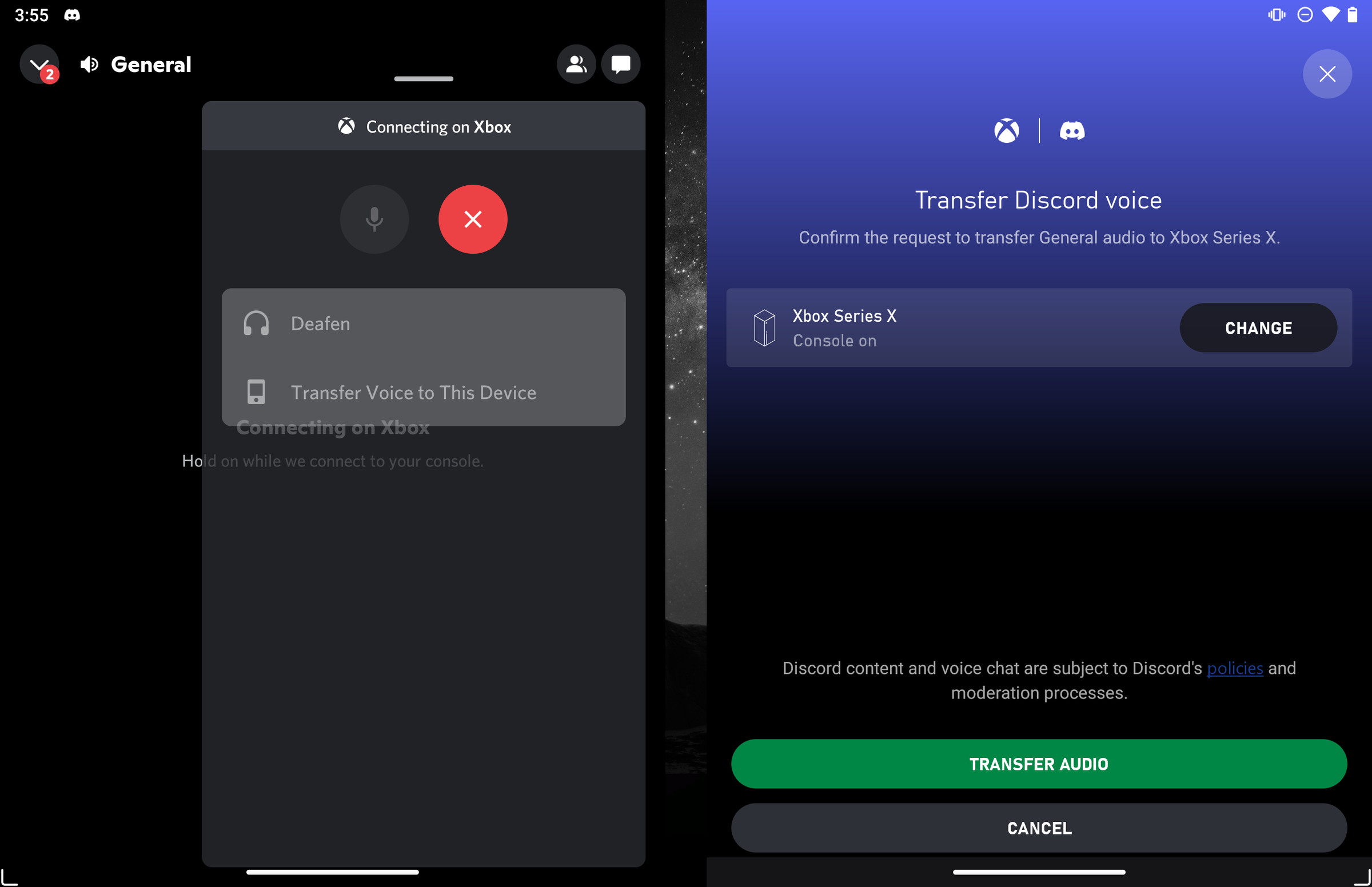 Transferring Discord calls requires the Discord and Xbox mobile apps.
