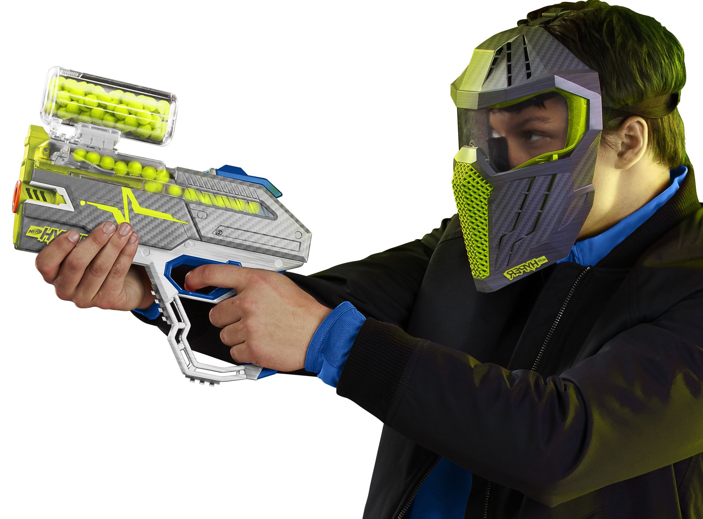The Hyper Rush-40, with the optional 50-round canister and $20 face mask.