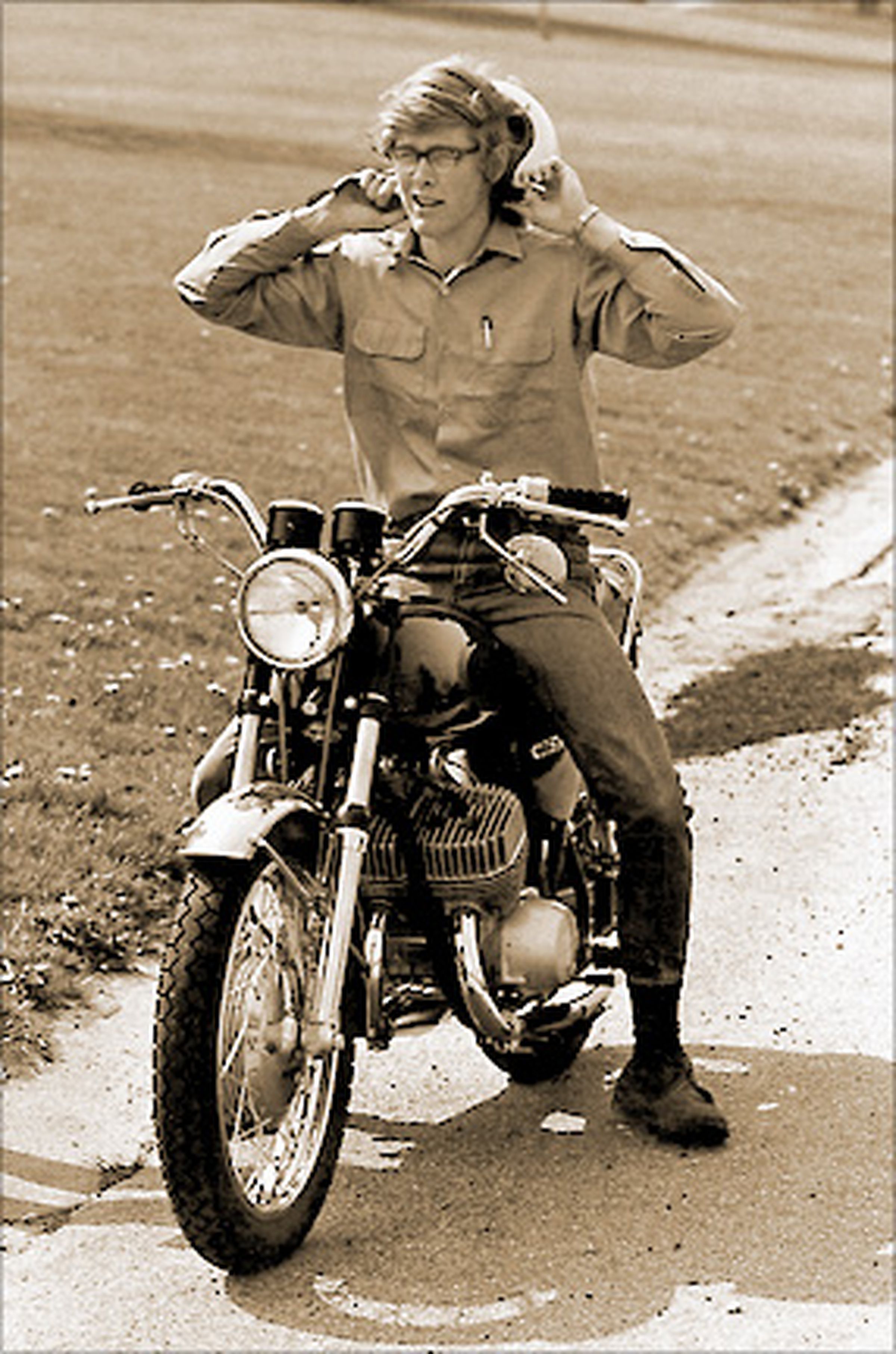 A young David Hall on his favorite motorcycle.