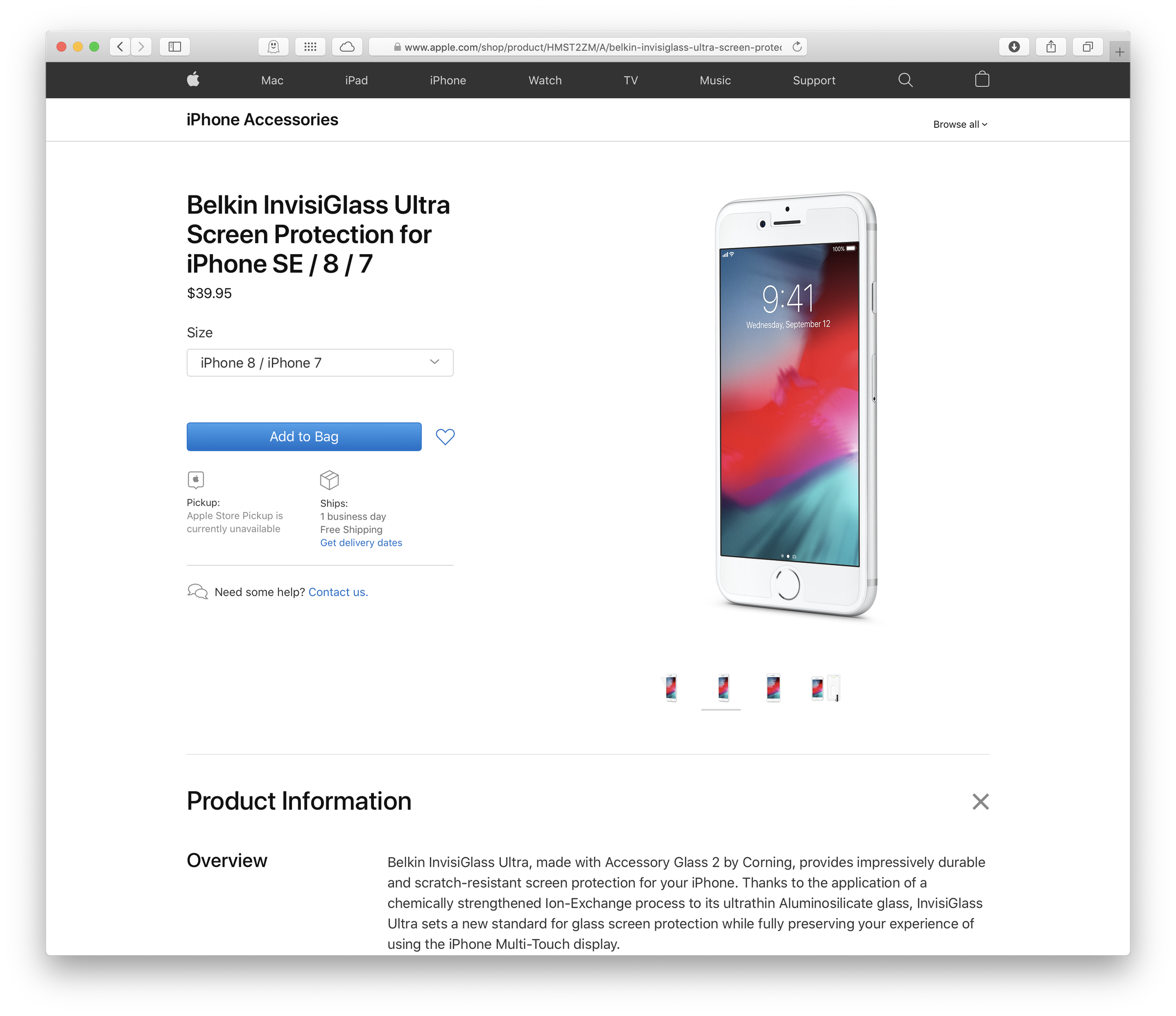 How the page appeared early on Friday before Apple removed mention of the SE model.