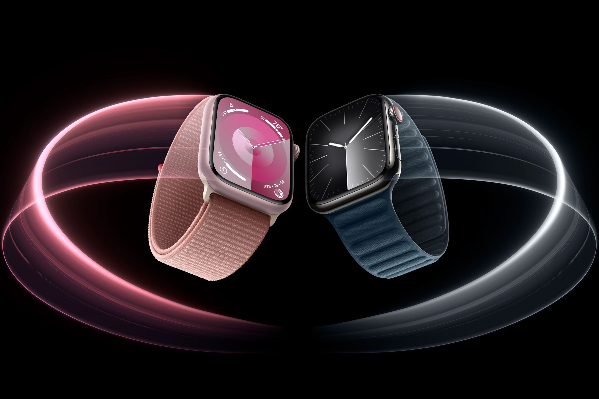 Art depicting two Apple watches.