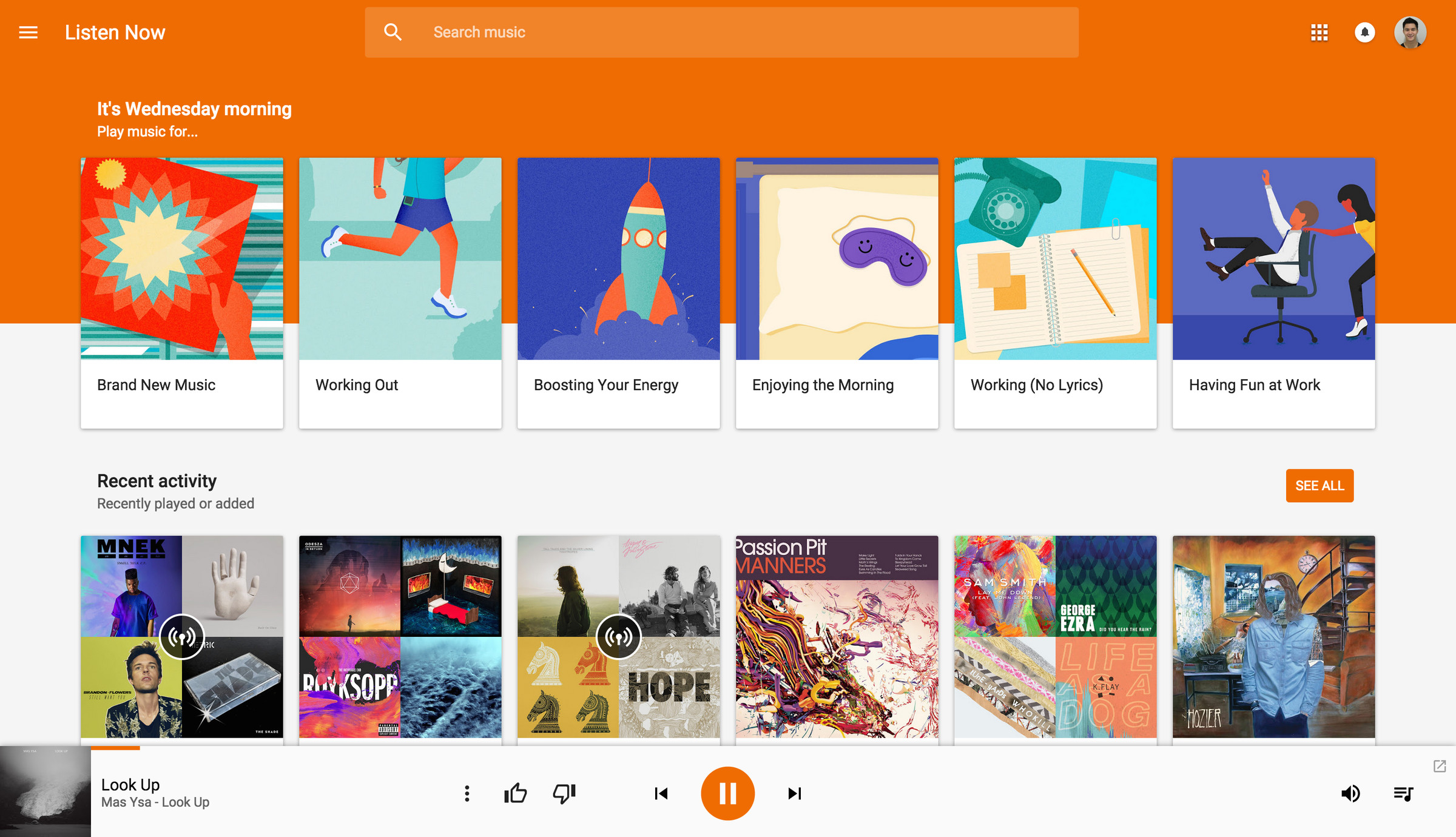 Google Play Music web redesign photos
