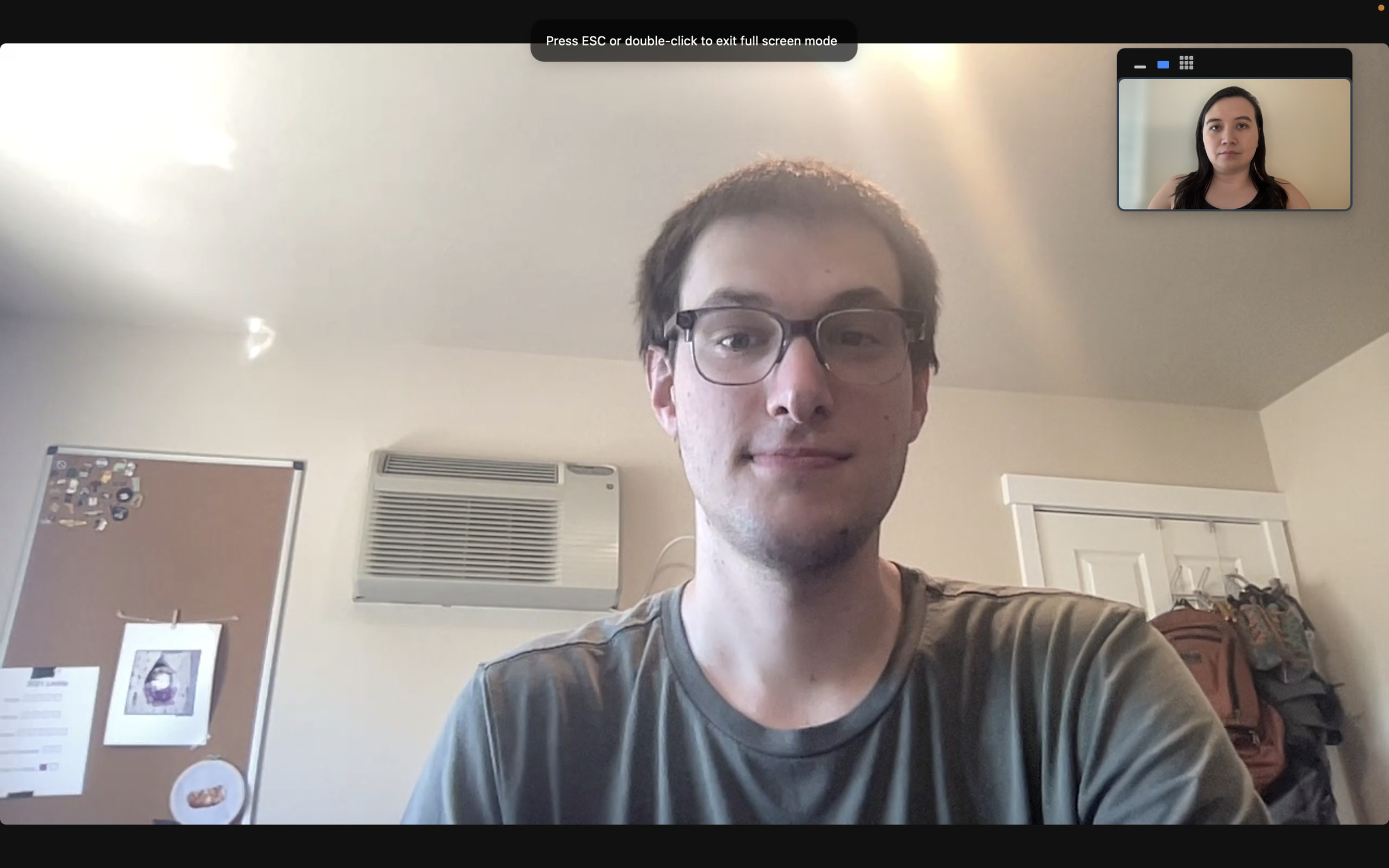 A screenshot of two users calling in Zoom using MacBook cameras.