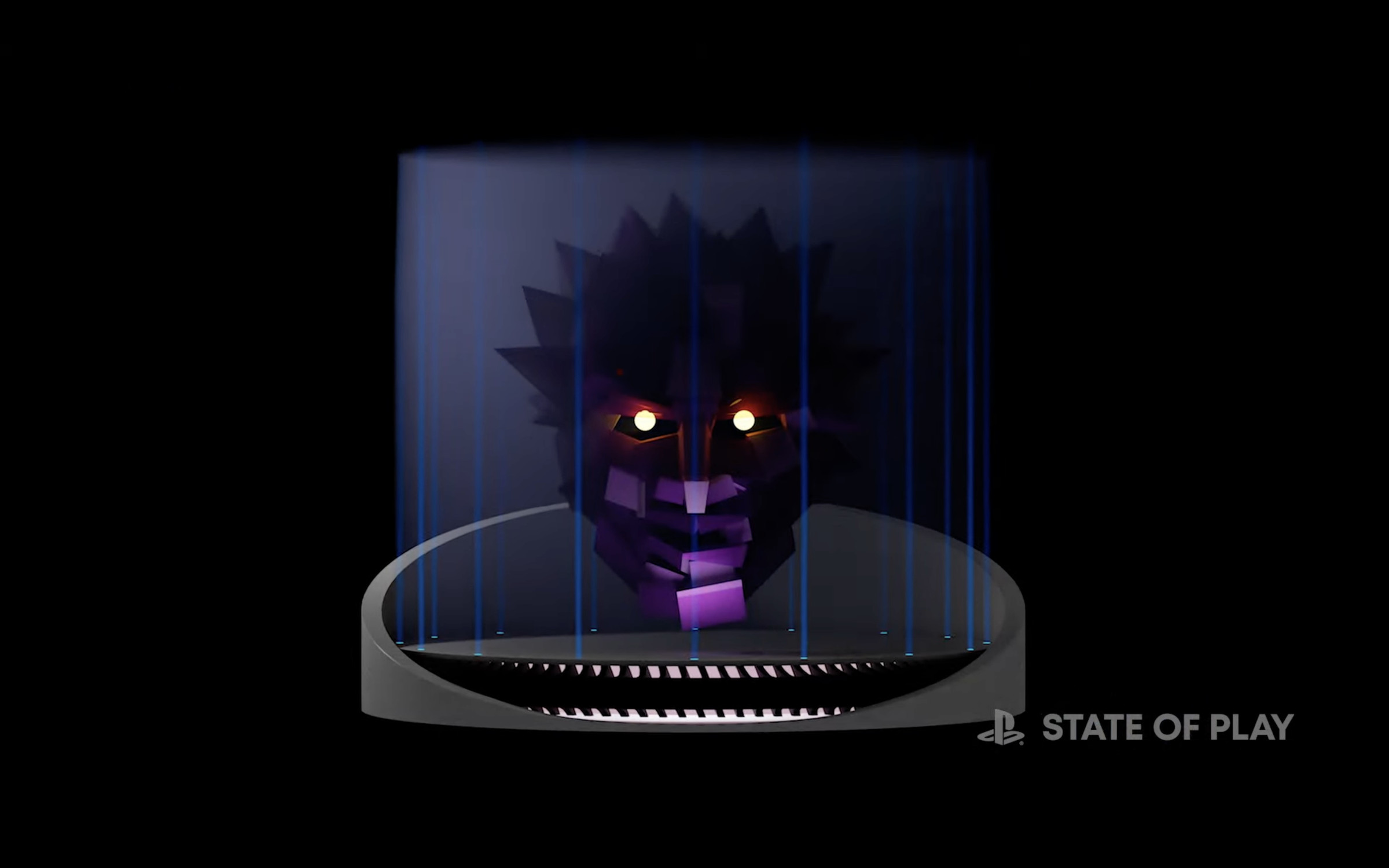 Image of a human-like face with spiky hair peering out from the darkness.