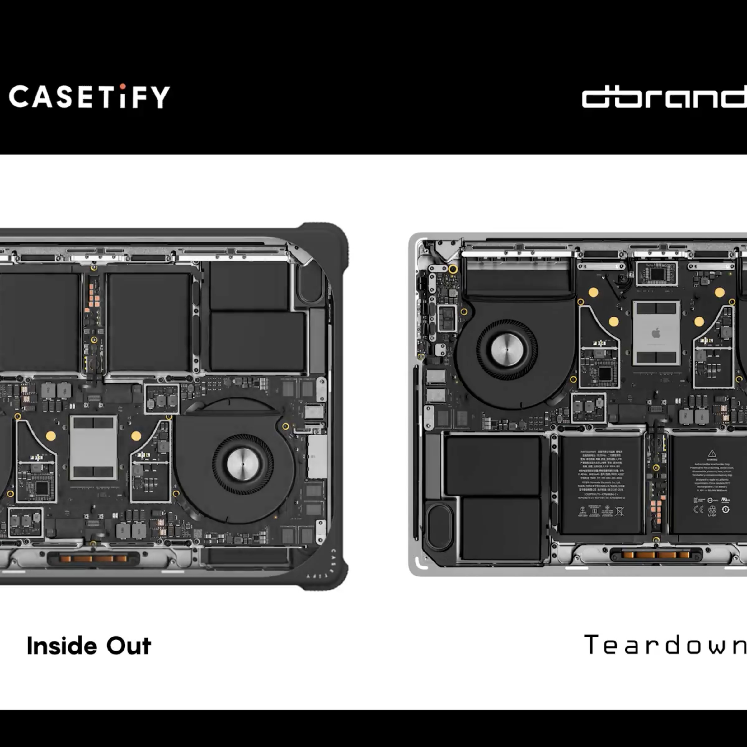 An image comparing Dbrand’s Teardown designs to Casetify’s Inside Out products.